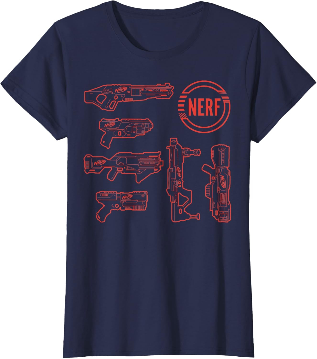 image:imageNerf Blasters Retro Schematic Textbook Outlines TShirtNavy Blue
