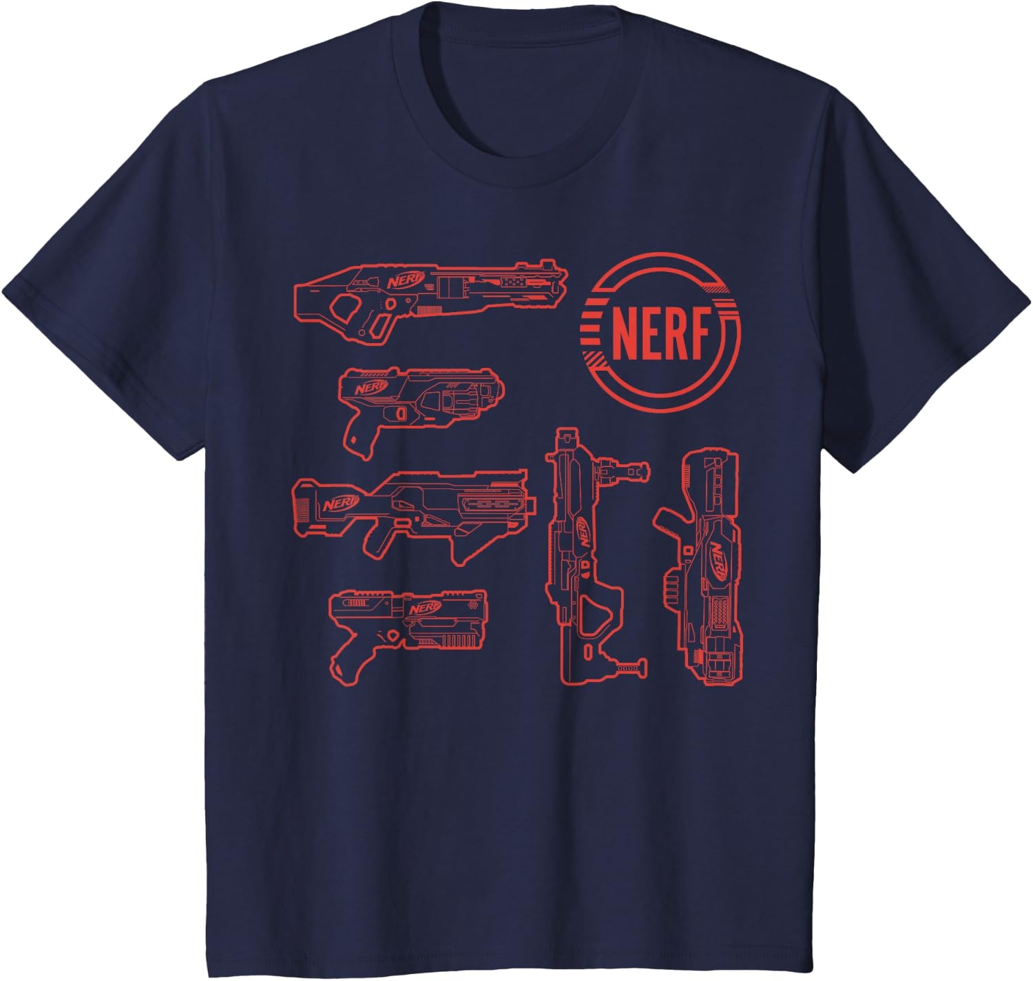image:imageNerf Blasters Retro Schematic Textbook Outlines TShirtNavy Blue