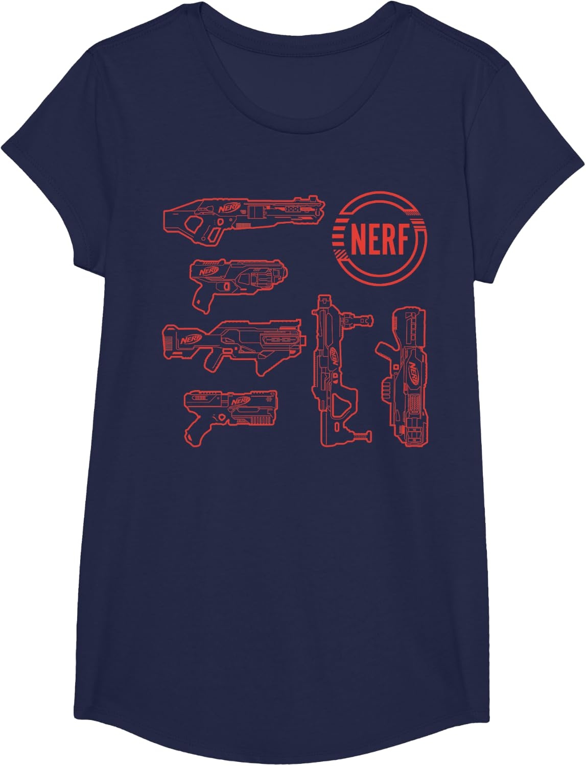 image:imageNerf Blasters Retro Schematic Textbook Outlines TShirtNavy Blue