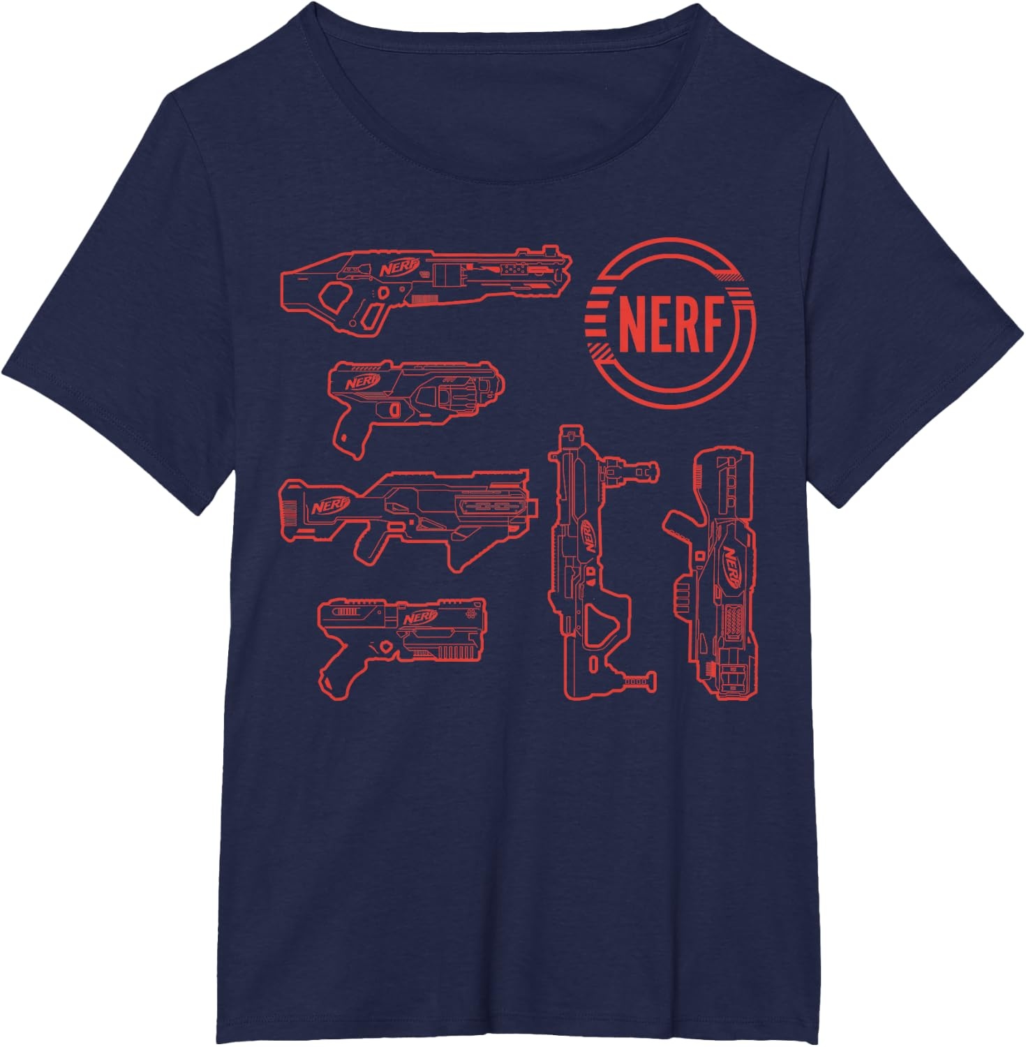 image:imageNerf Blasters Retro Schematic Textbook Outlines TShirtNavy Blue