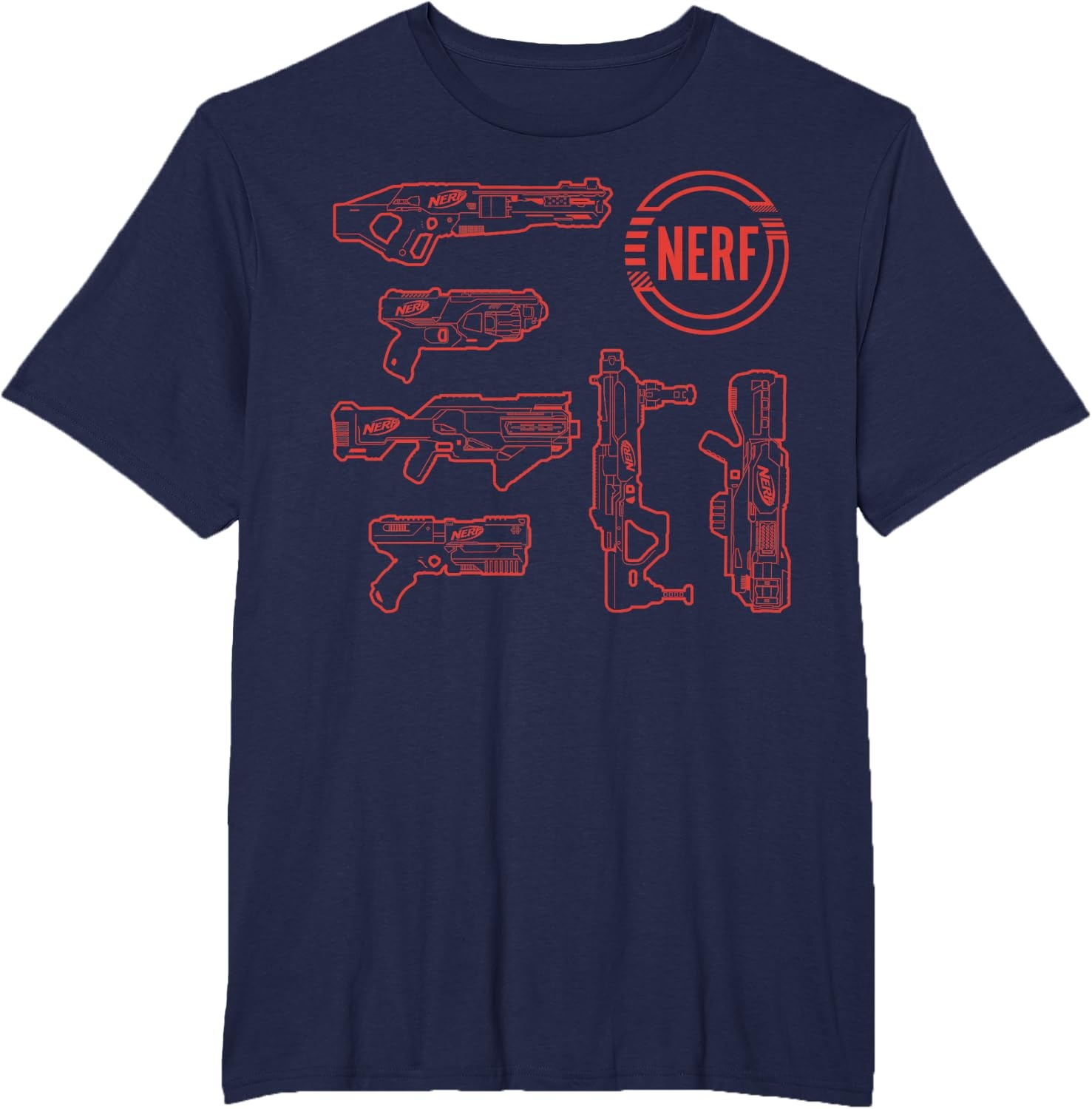 image:imageNerf Blasters Retro Schematic Textbook Outlines TShirtNavy Blue