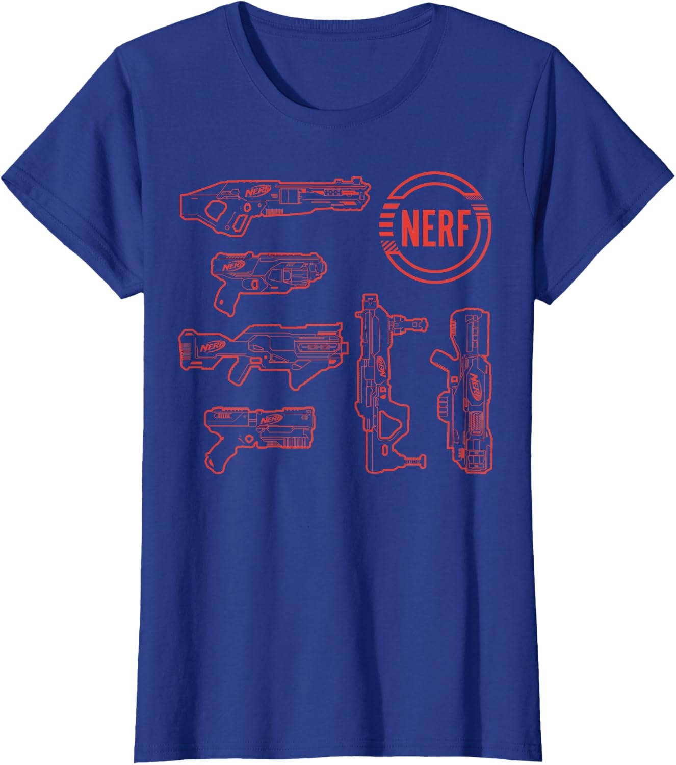 image:imageNerf Blasters Retro Schematic Textbook Outlines TShirtRoyal Blue