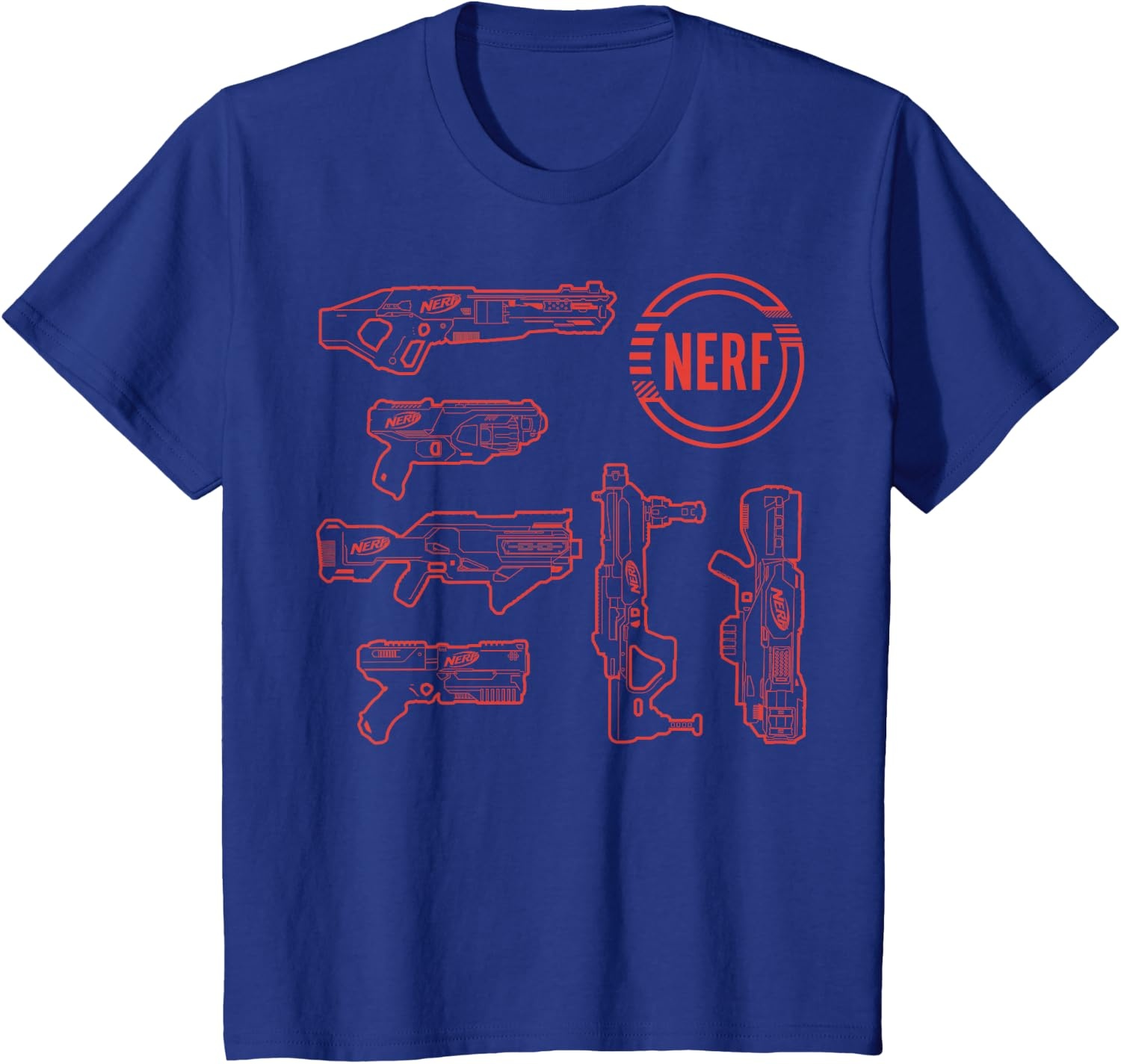 image:imageNerf Blasters Retro Schematic Textbook Outlines TShirtRoyal Blue