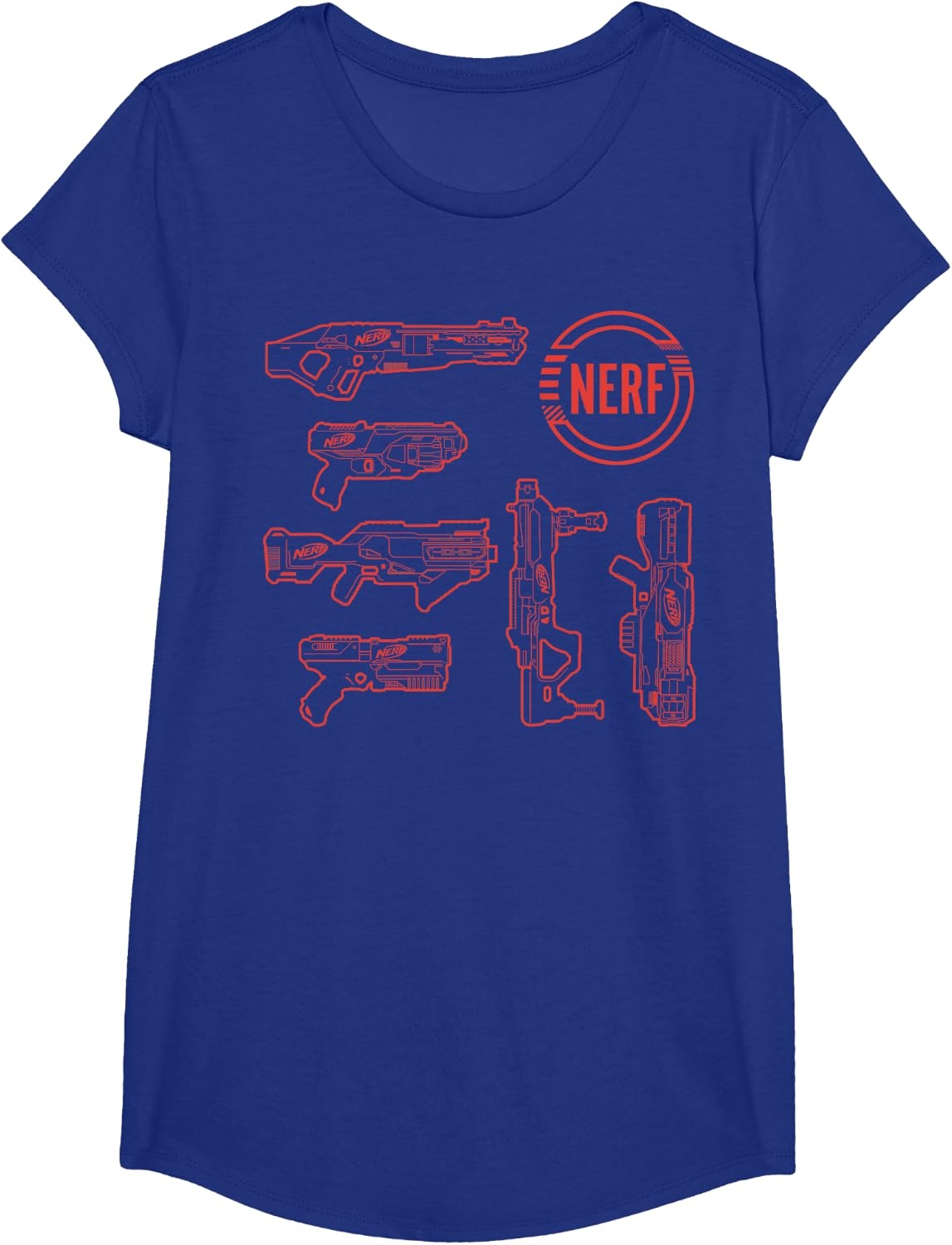 image:imageNerf Blasters Retro Schematic Textbook Outlines TShirtRoyal Blue