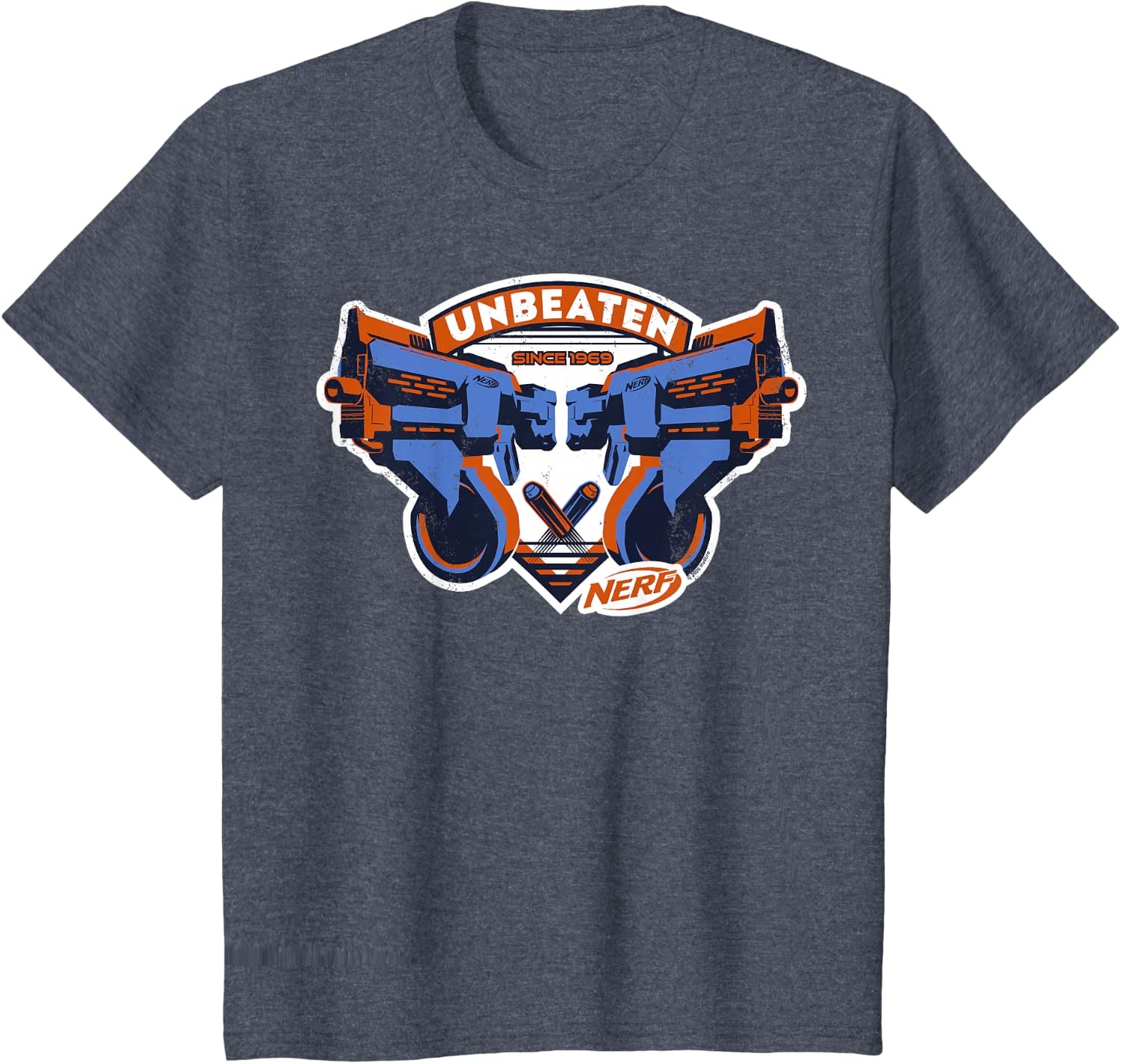 image:imageNerf Blasters Unbeaten Logo TShirtHeather Blue