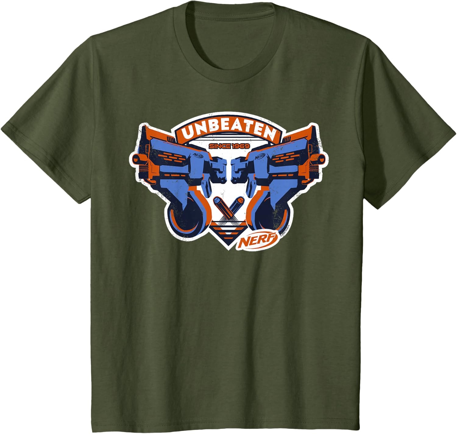 image:imageNerf Blasters Unbeaten Logo TShirtOlive Green