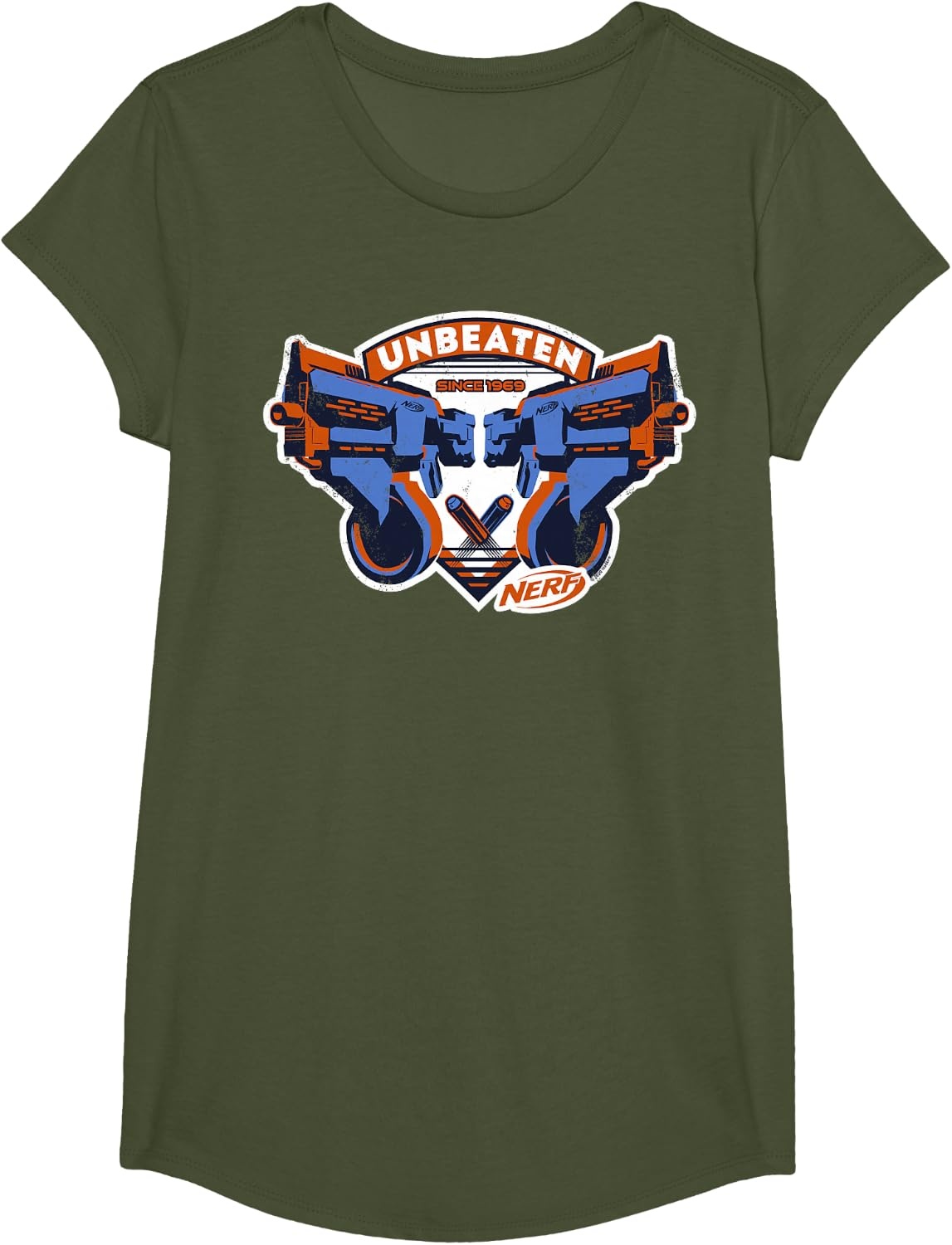 image:imageNerf Blasters Unbeaten Logo TShirtOlive Green