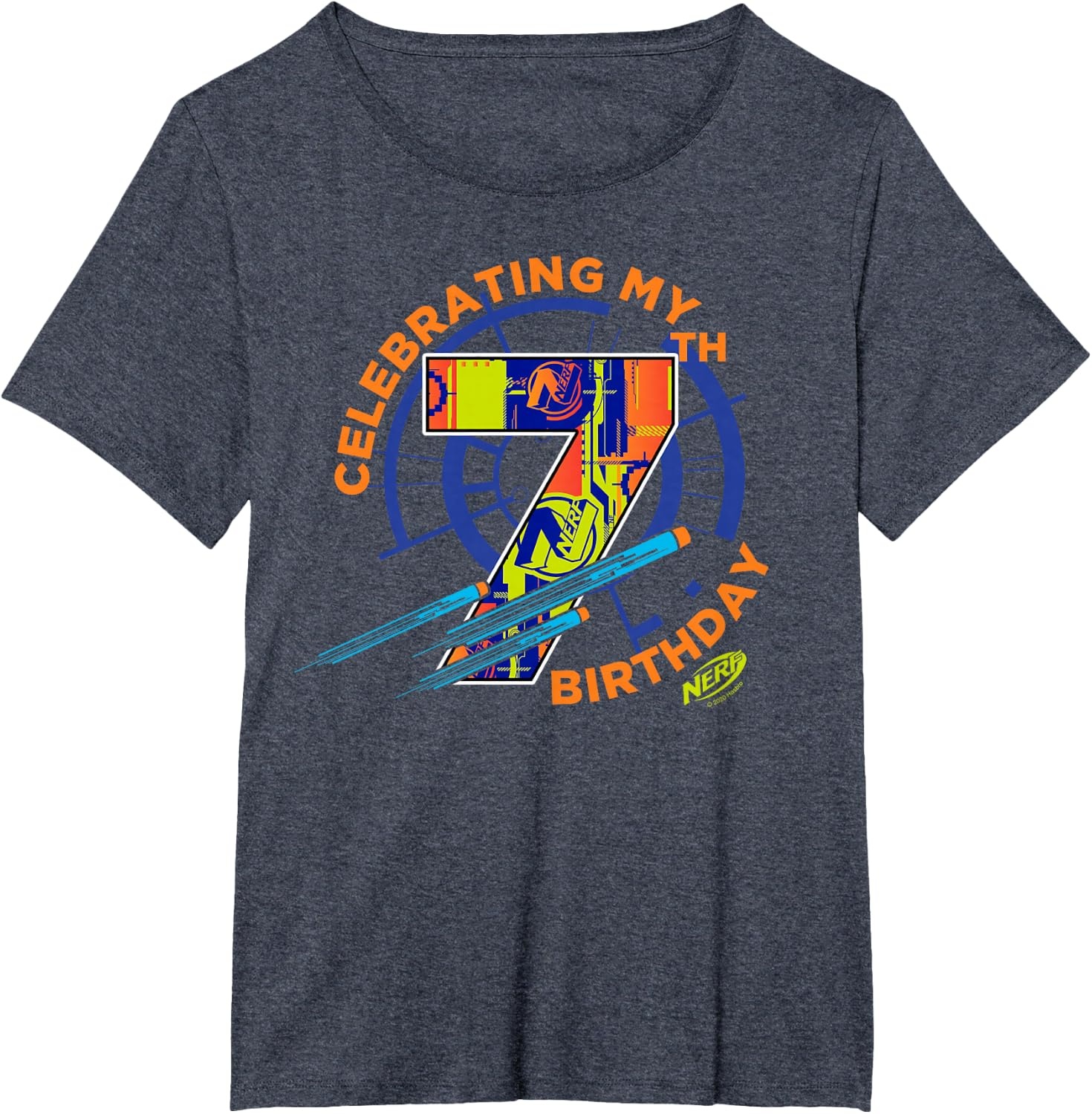 image:imageNerf Celebrating My 7th Birthday TShirtHeather Blue