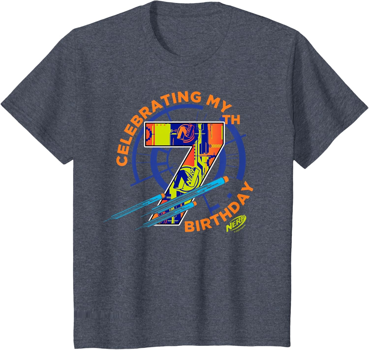 image:imageNerf Celebrating My 7th Birthday TShirtHeather Blue