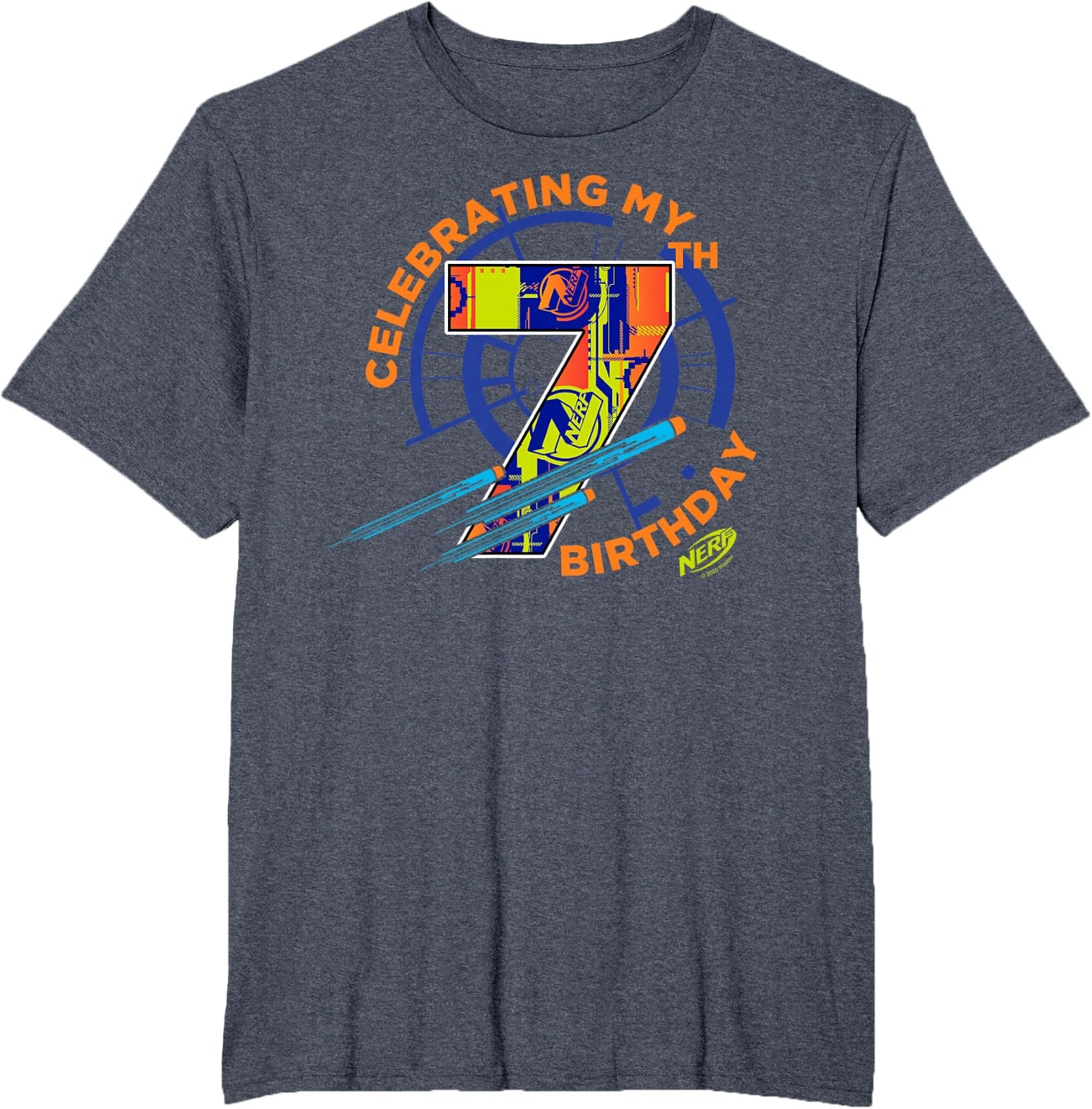 image:imageNerf Celebrating My 7th Birthday TShirtHeather Blue
