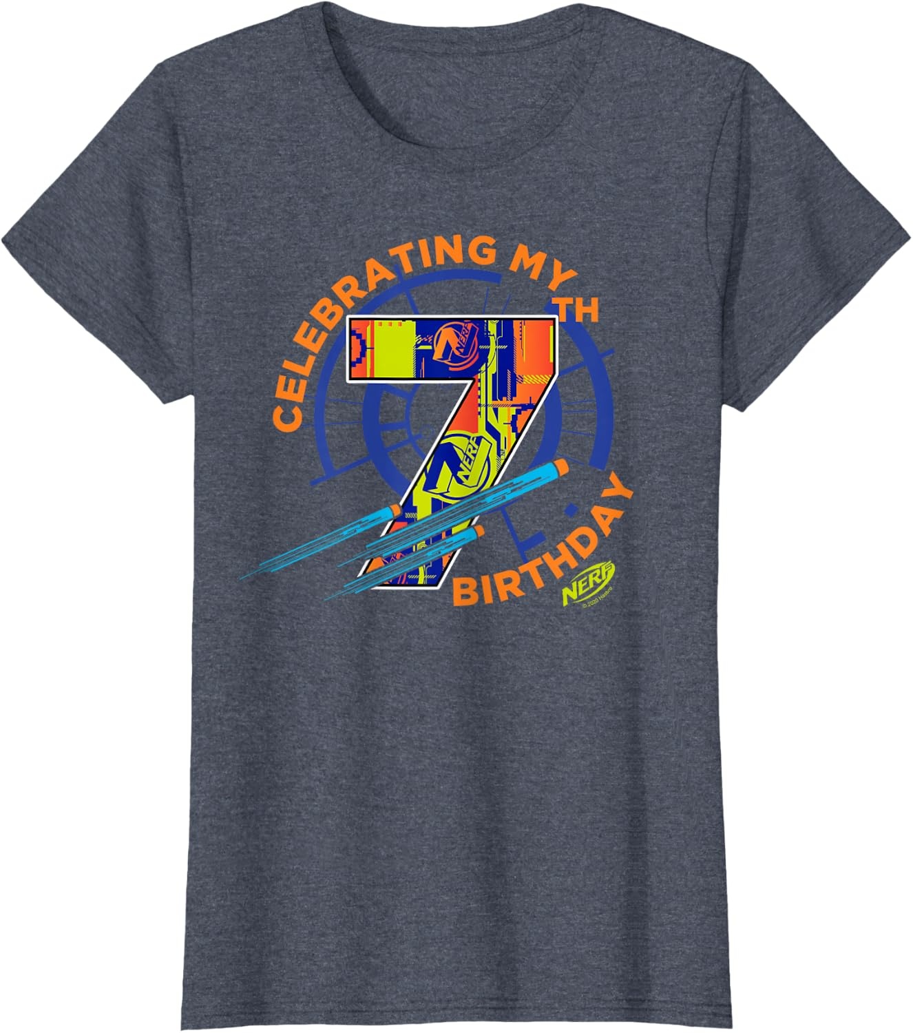 image:imageNerf Celebrating My 7th Birthday TShirtHeather Blue