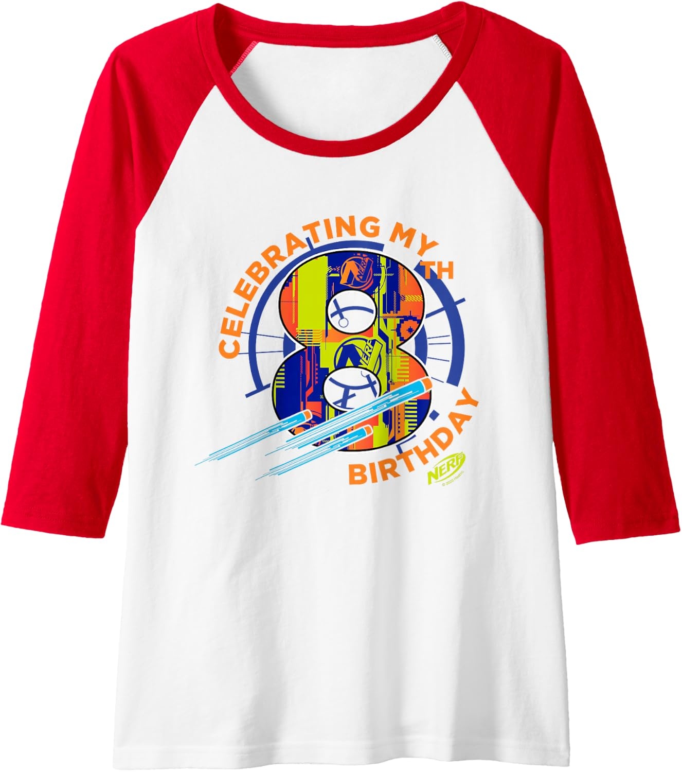 image:imageNerf Celebrating My 8th Birthday Raglan Baseball TeeRedWhite