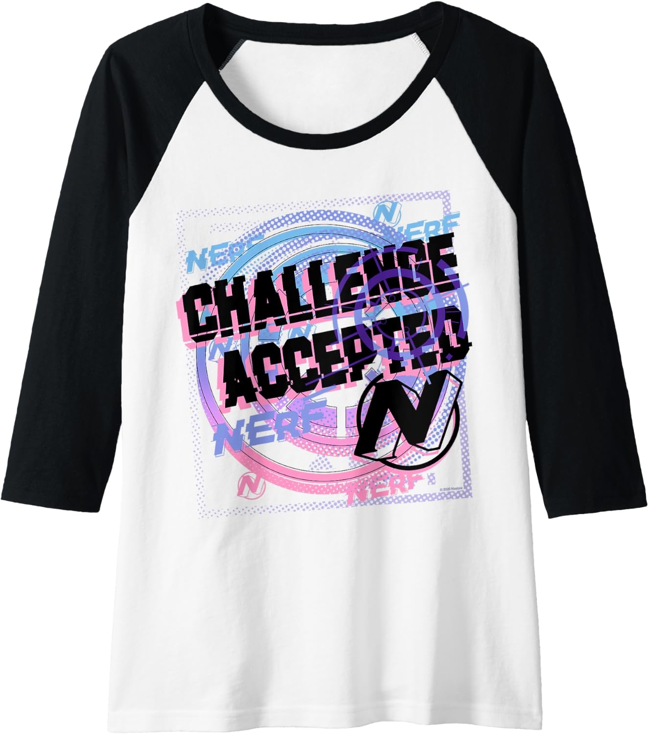 image:imageNerf Challenge Accepted Raglan Baseball TeeBlackWhite