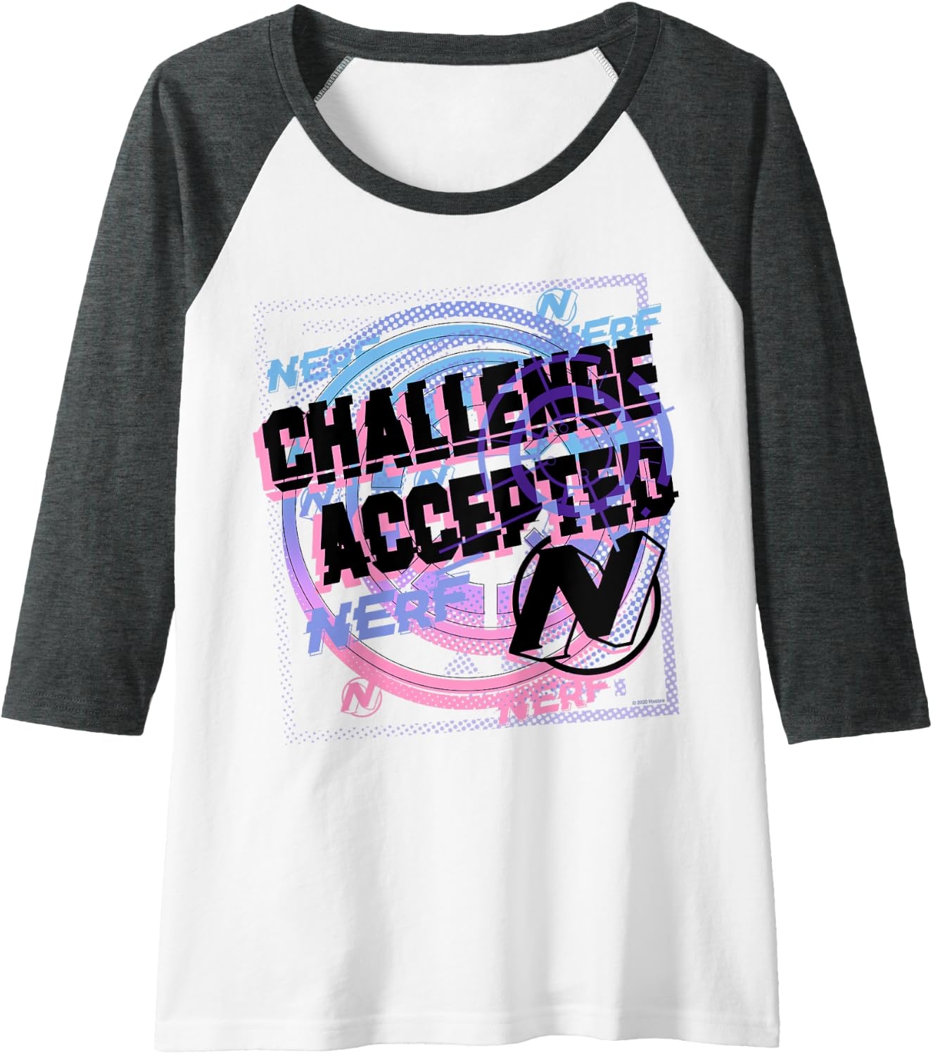 image:imageNerf Challenge Accepted Raglan Baseball TeeDark Heather GreyWhite