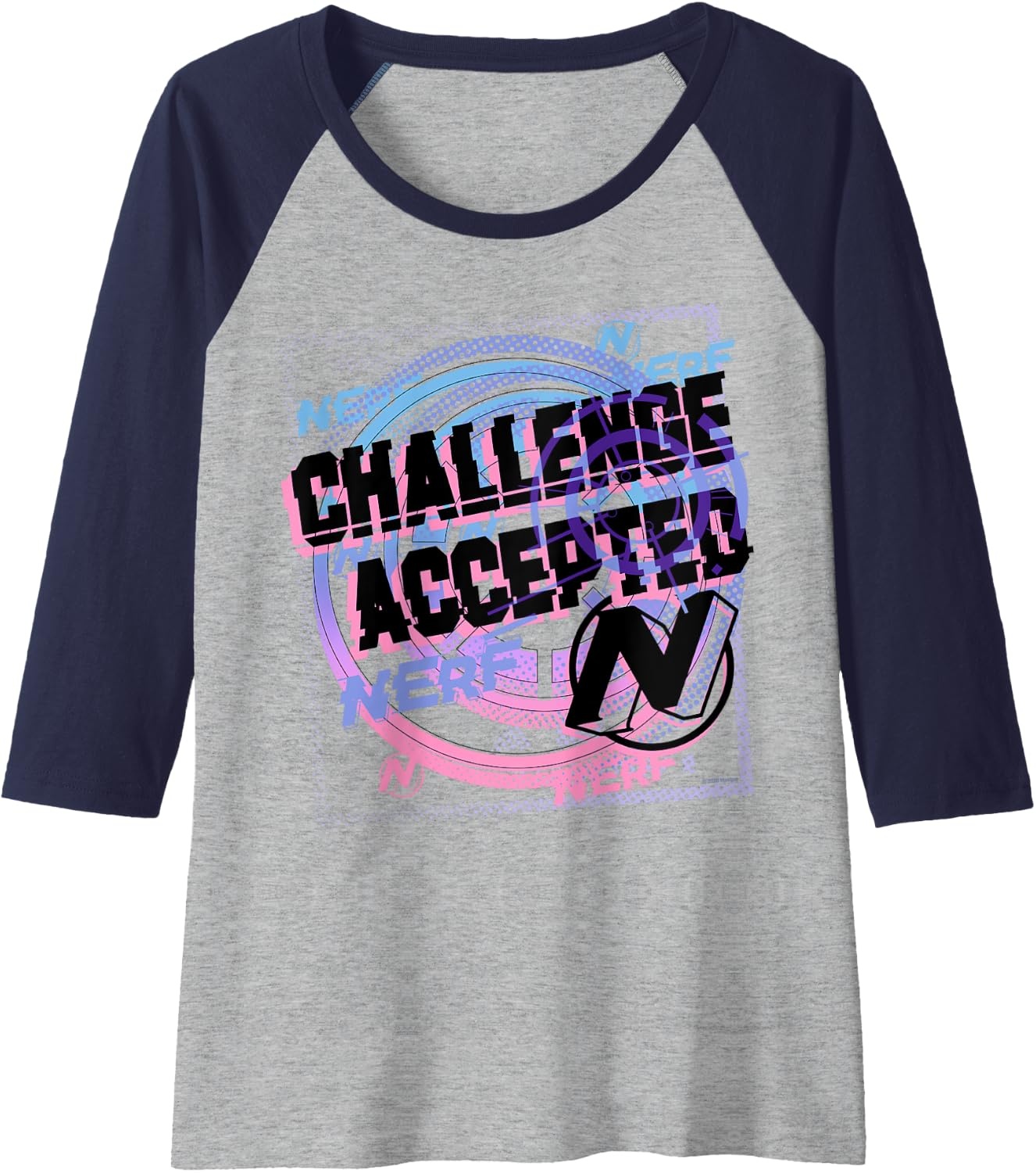 image:imageNerf Challenge Accepted Raglan Baseball TeeNavy BlueAthletic Heather