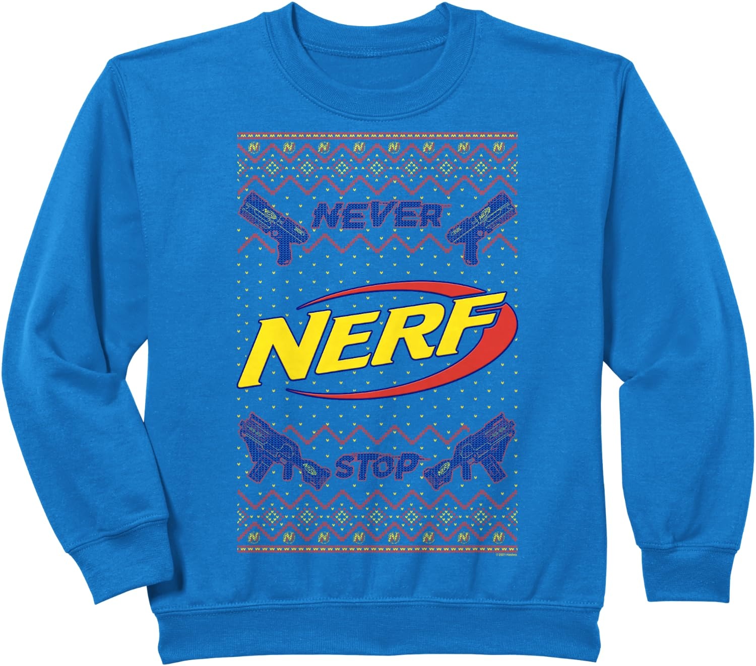 image:imageNerf Christmas Never Stop Ugly Sweater SweatshirtRoyal Blue