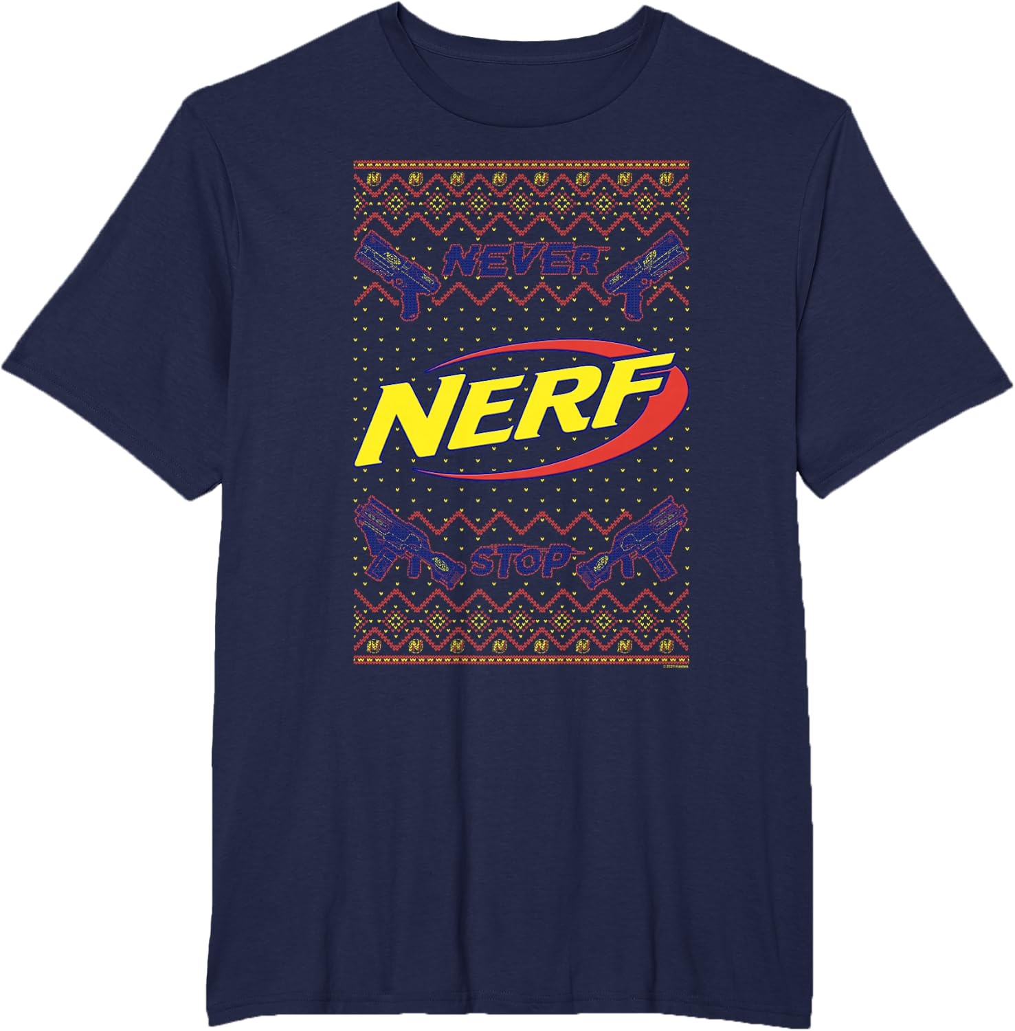 image:imageNerf Christmas Never Stop Ugly Sweater TShirtNavy Blue