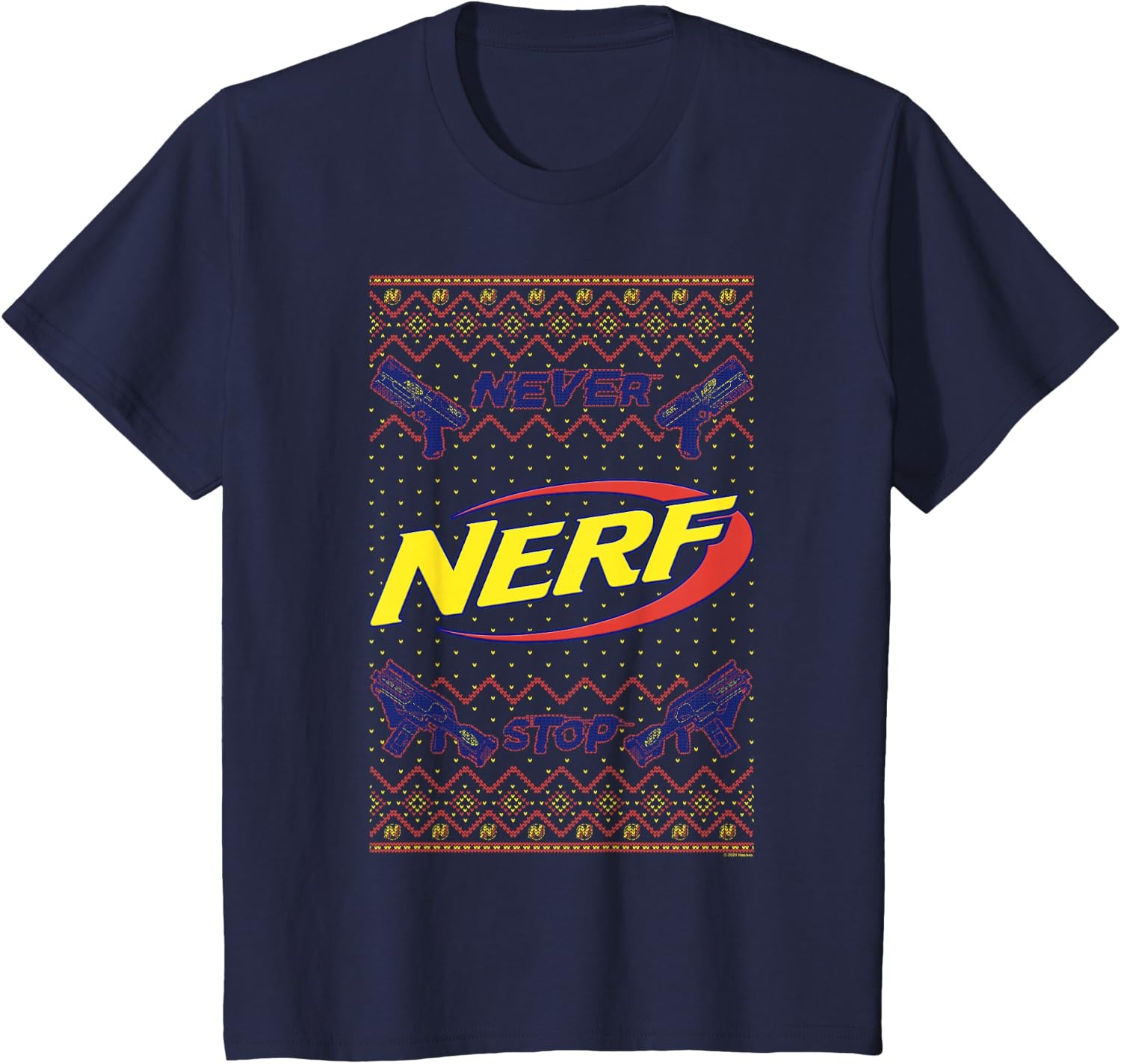 image:imageNerf Christmas Never Stop Ugly Sweater TShirtNavy Blue