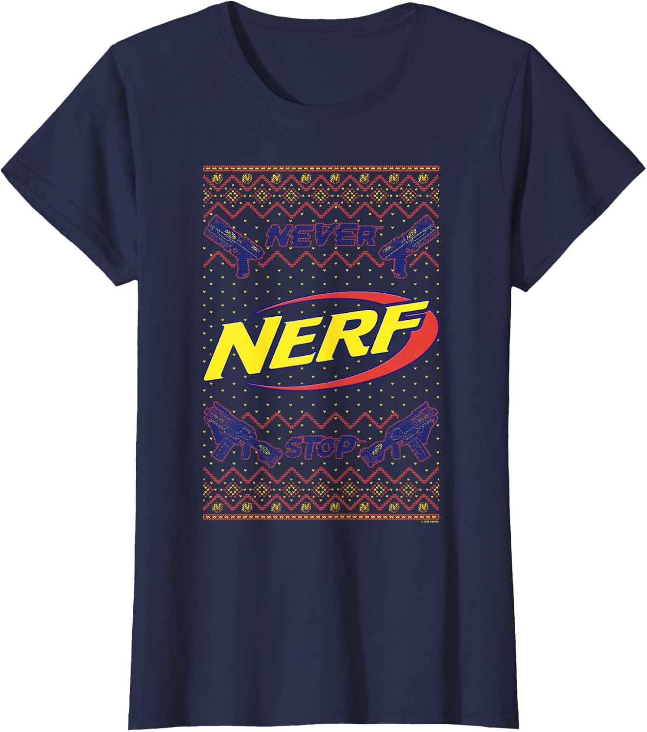 image:imageNerf Christmas Never Stop Ugly Sweater TShirtNavy Blue