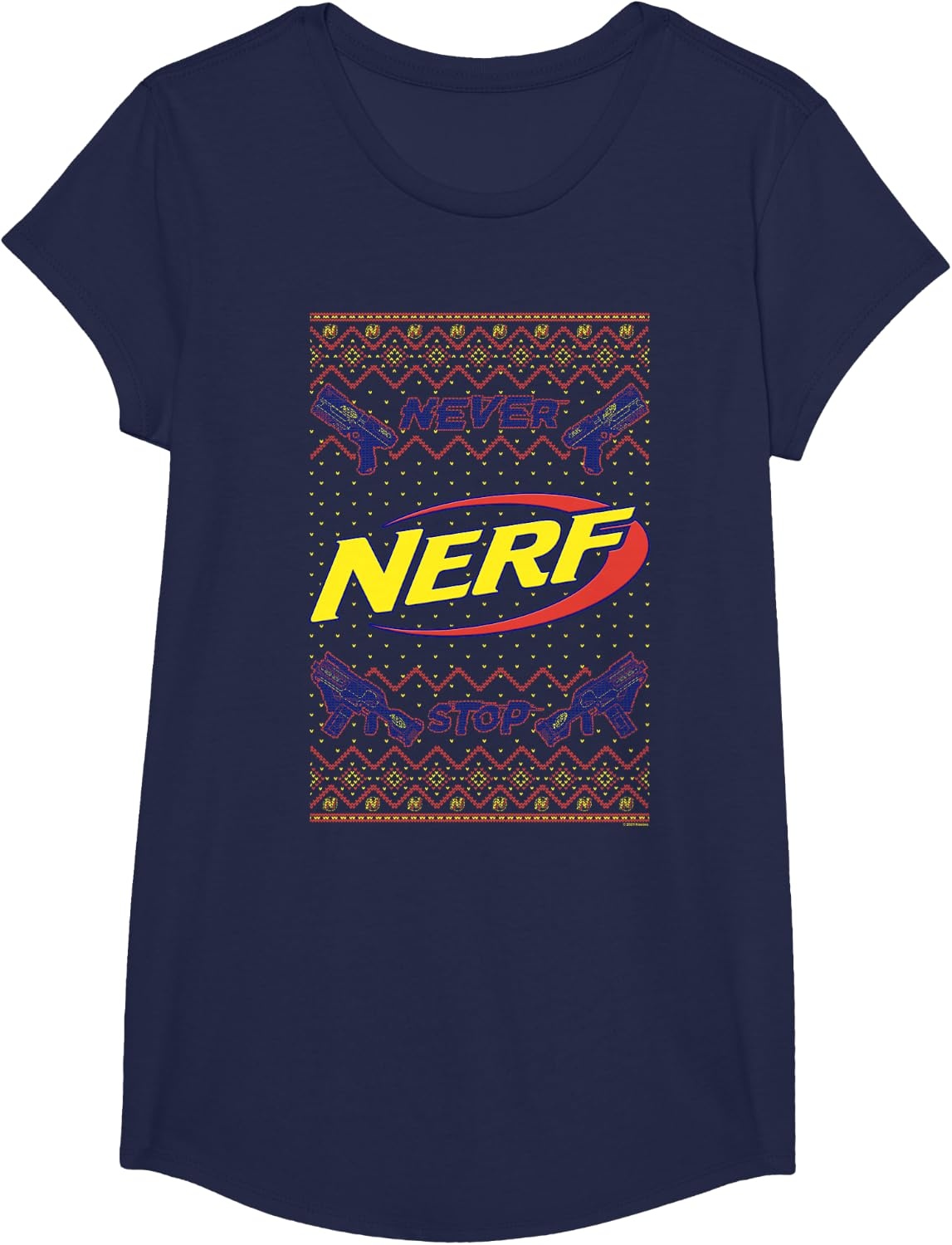 image:imageNerf Christmas Never Stop Ugly Sweater TShirtNavy Blue