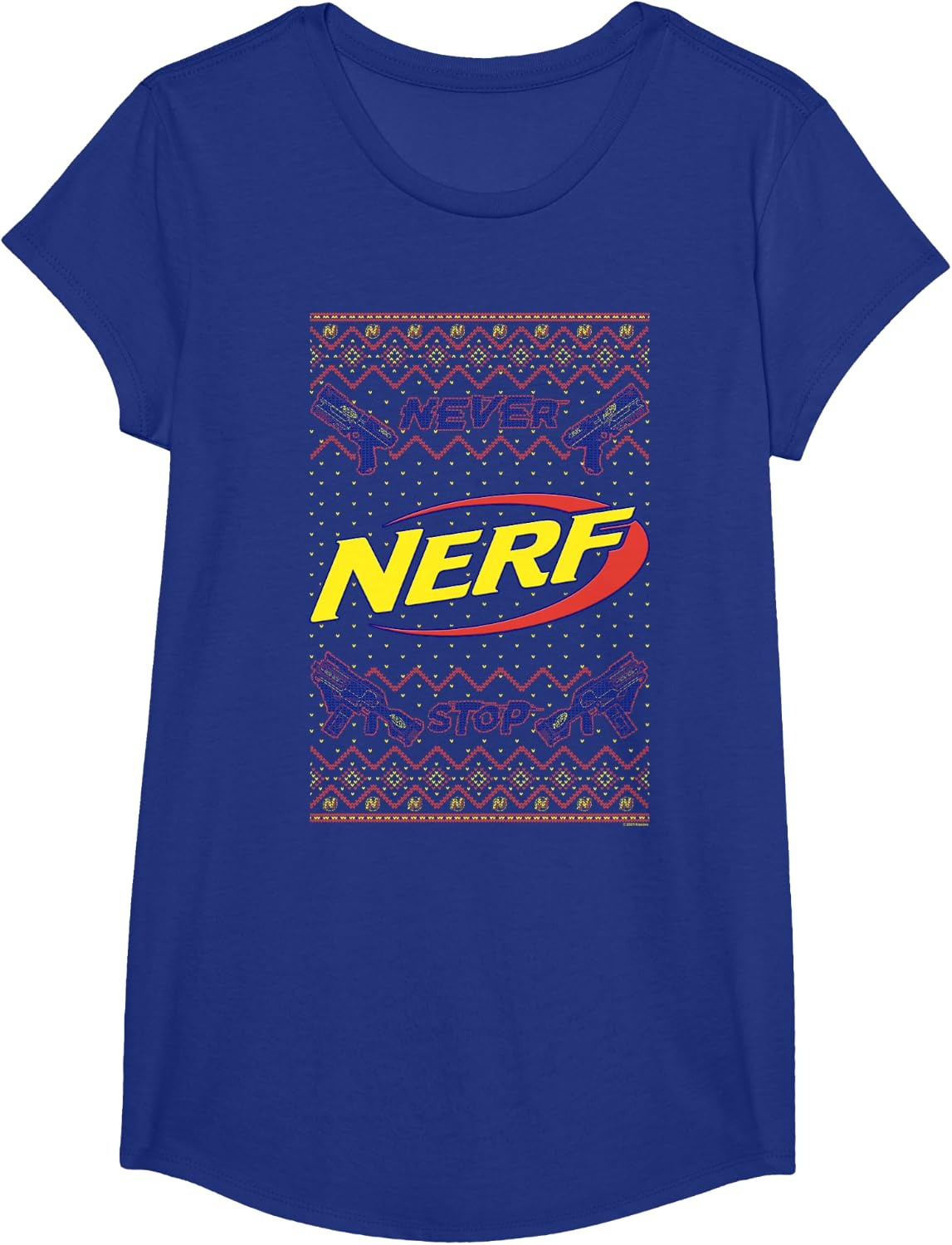 image:imageNerf Christmas Never Stop Ugly Sweater TShirtRoyal Blue