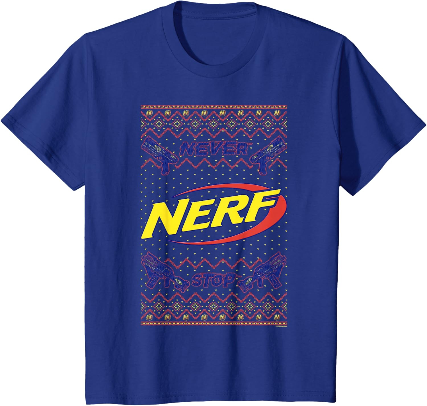 image:imageNerf Christmas Never Stop Ugly Sweater TShirtRoyal Blue