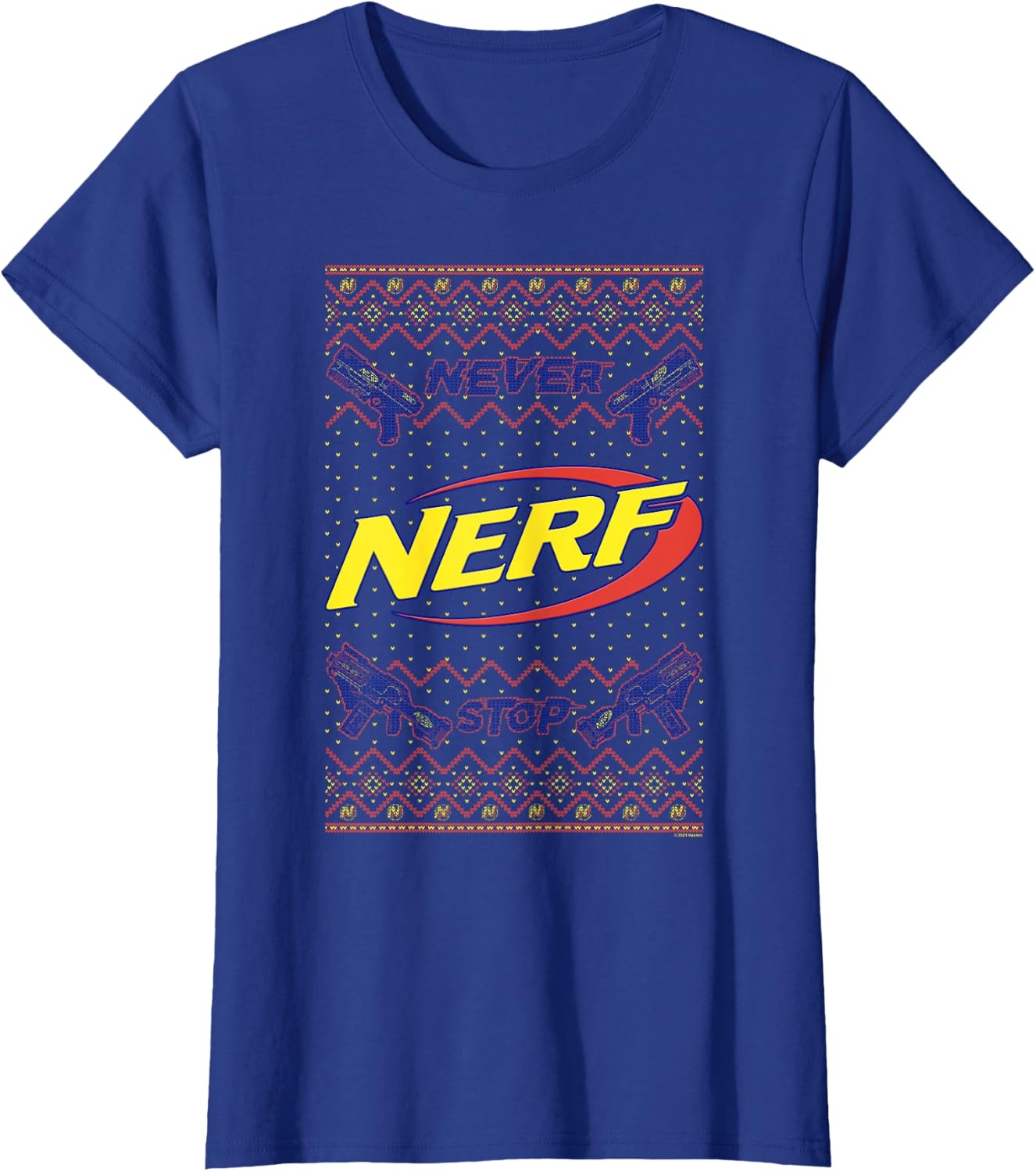 image:imageNerf Christmas Never Stop Ugly Sweater TShirtRoyal Blue