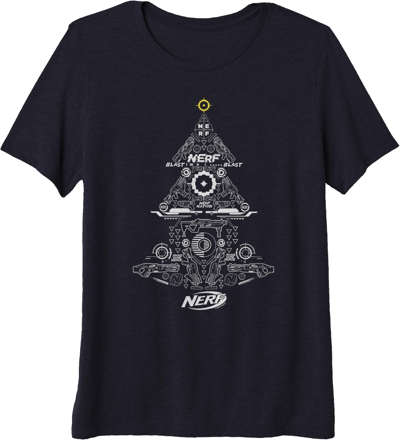 image:imageNerf Christmas Tree Toy Icons Collage Premium TShirtNavy Blue