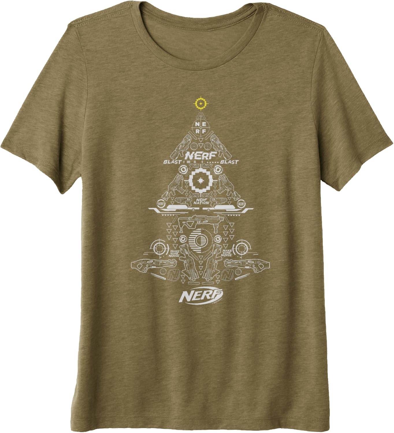 image:imageNerf Christmas Tree Toy Icons Collage Premium TShirtOlive Green