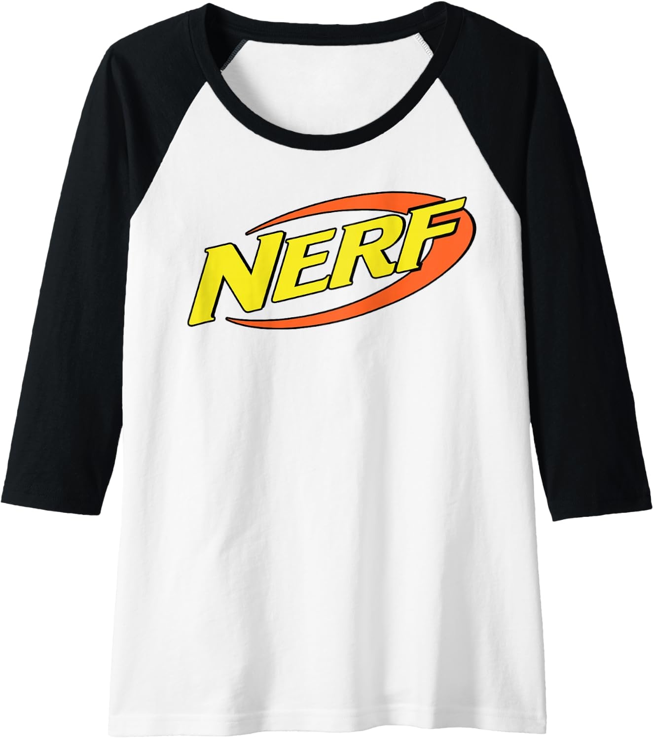image:imageNerf Classic Retro Color Logo Raglan Baseball TeeBlackWhite
