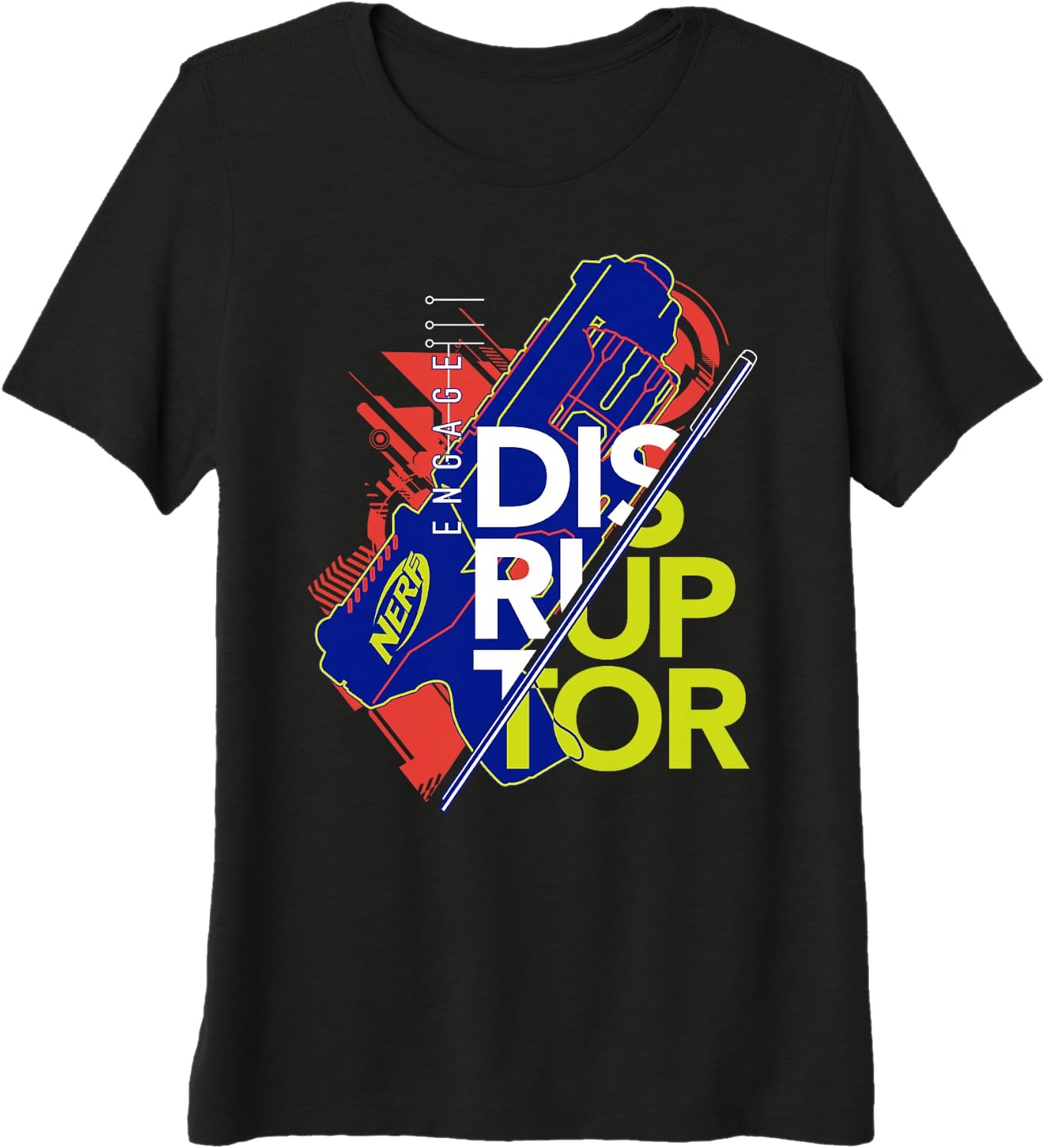 image:imageNerf Engage Disruptor Retro Vintage Text Stack Premium Triblend TShirtBlack