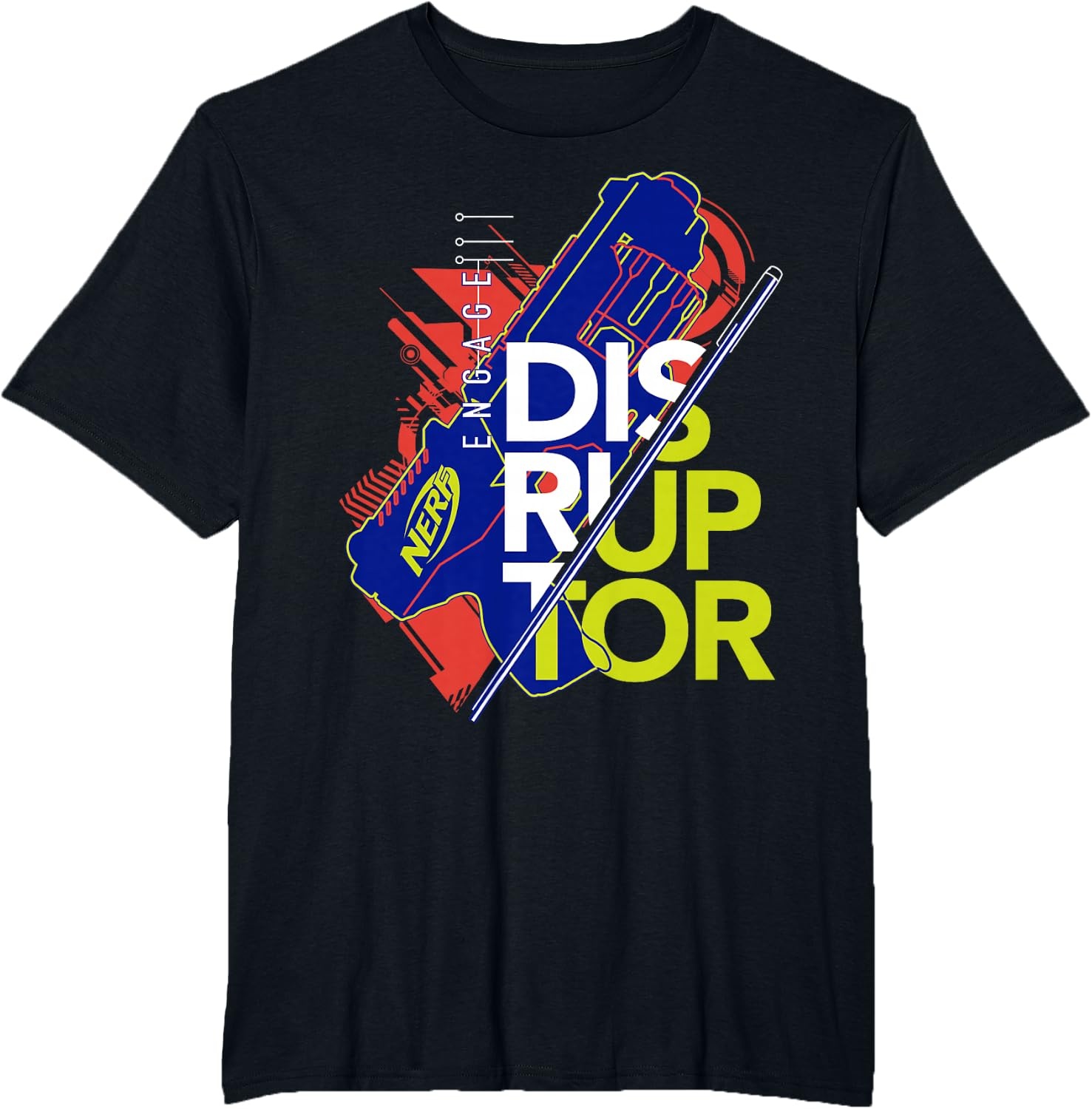 image:imageNerf Engage Disruptor Retro Vintage Text Stack TShirtBlack