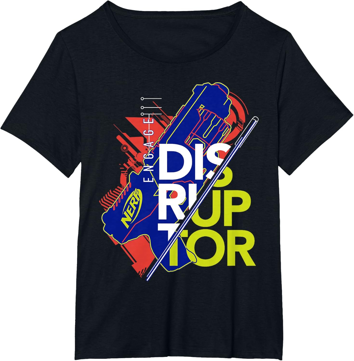 image:imageNerf Engage Disruptor Retro Vintage Text Stack TShirtBlack
