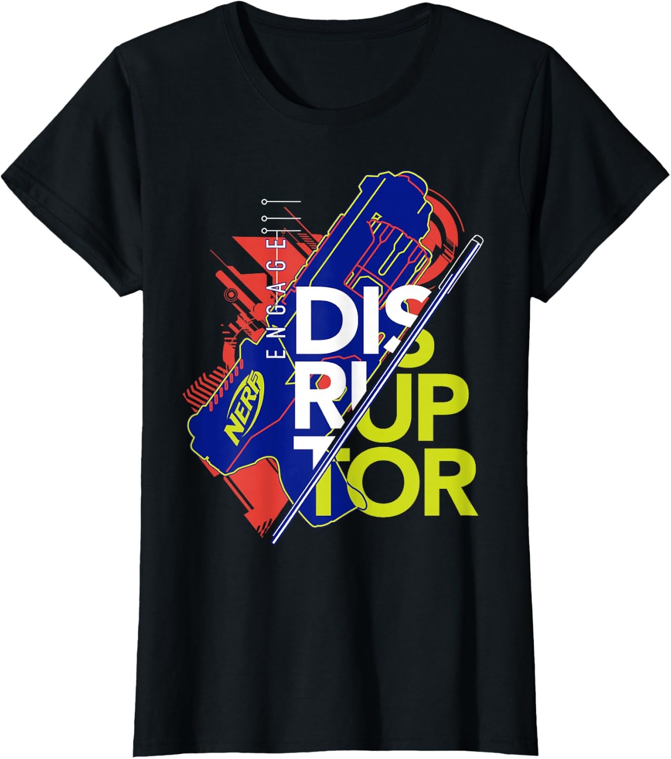 image:imageNerf Engage Disruptor Retro Vintage Text Stack TShirtBlack