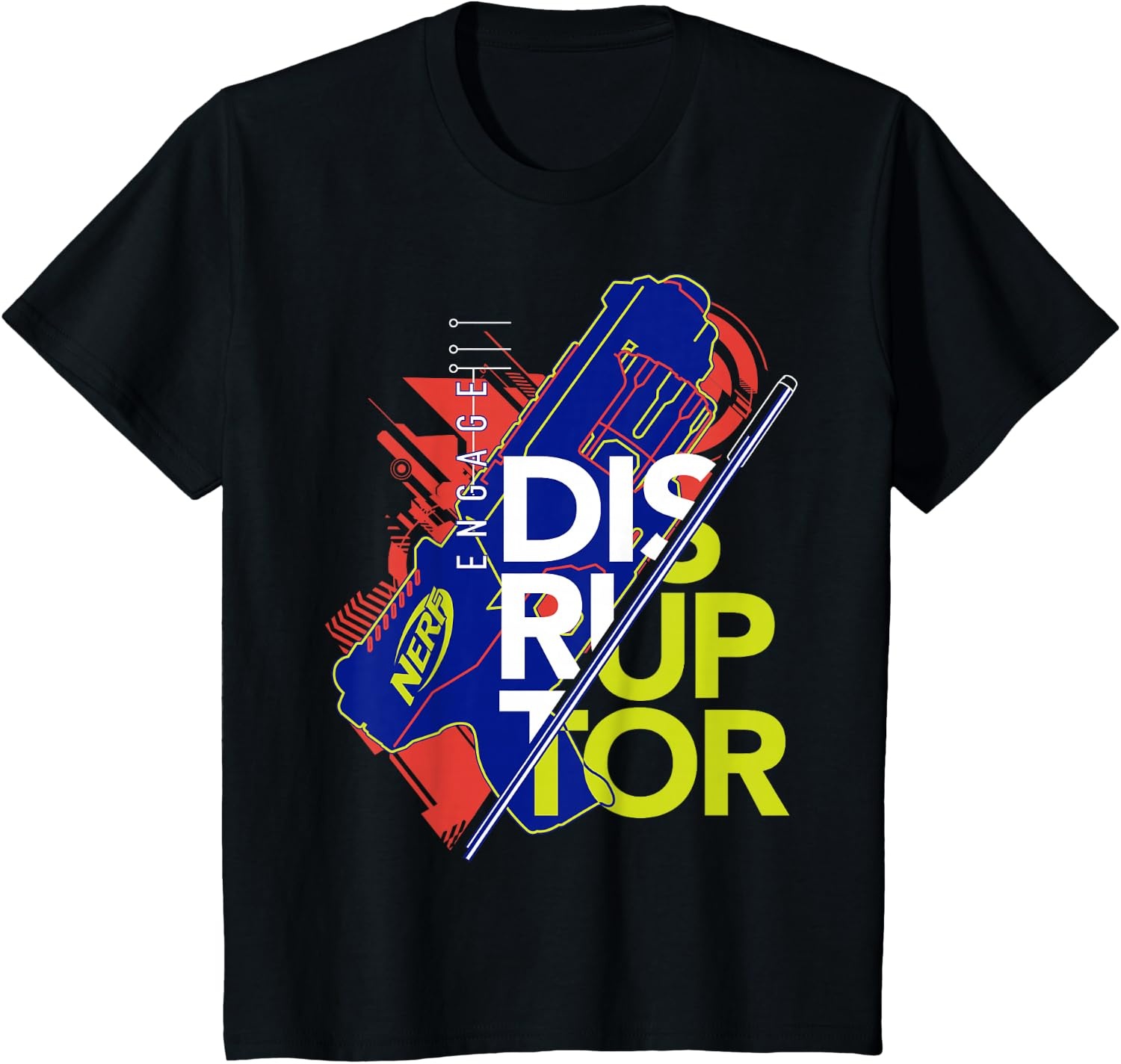 image:imageNerf Engage Disruptor Retro Vintage Text Stack TShirtBlack