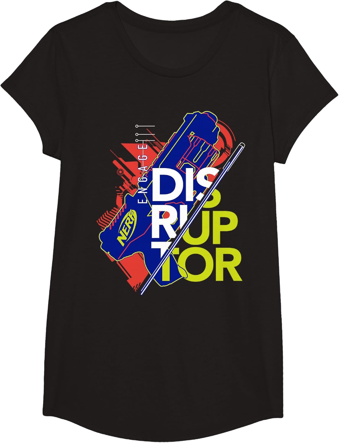 image:imageNerf Engage Disruptor Retro Vintage Text Stack TShirtBlack