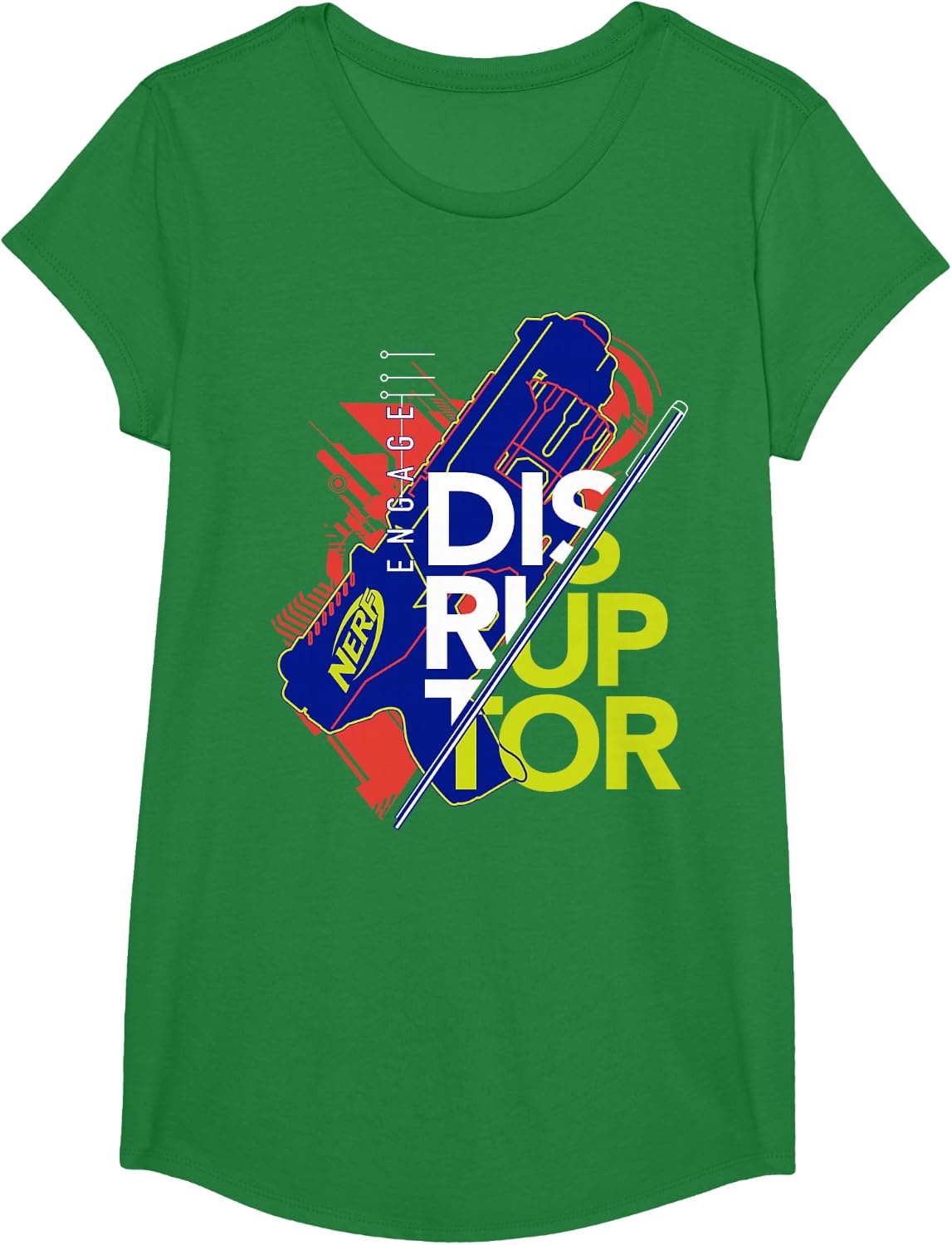 image:imageNerf Engage Disruptor Retro Vintage Text Stack TShirtKelly Green