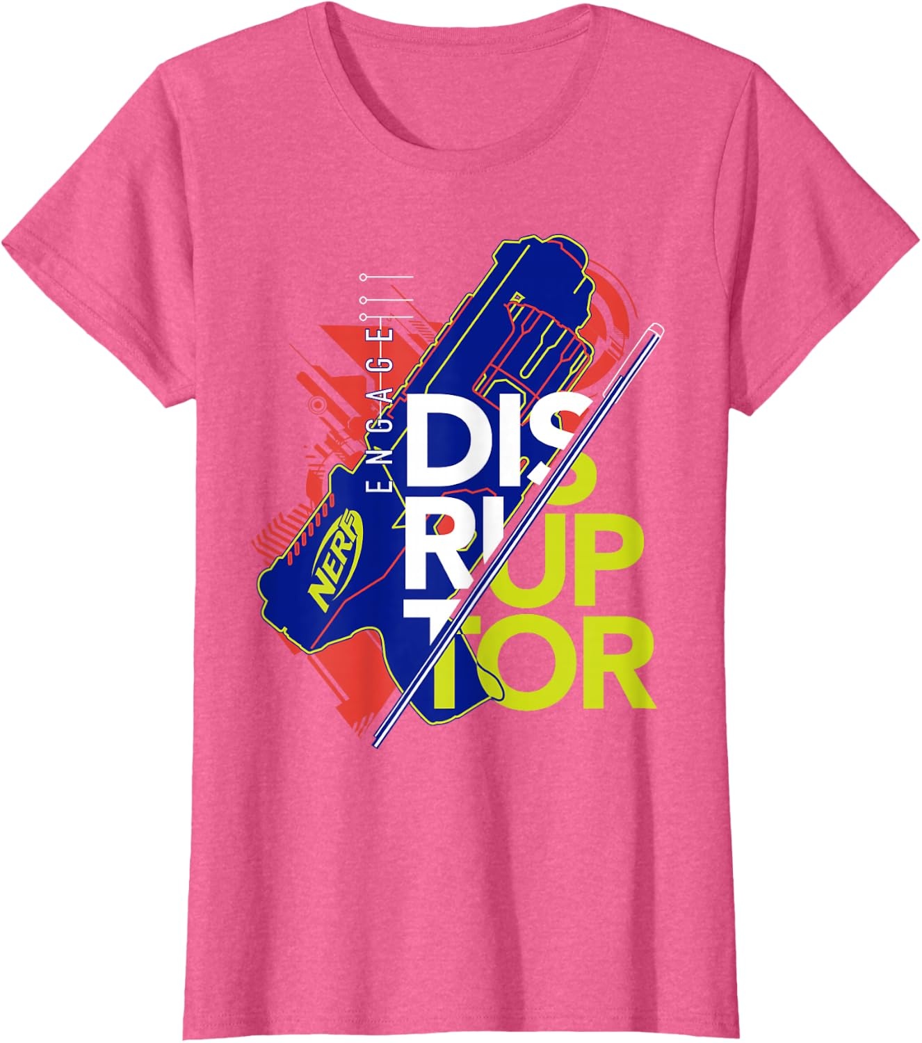 image:imageNerf Engage Disruptor Retro Vintage Text Stack TShirtPink Heather