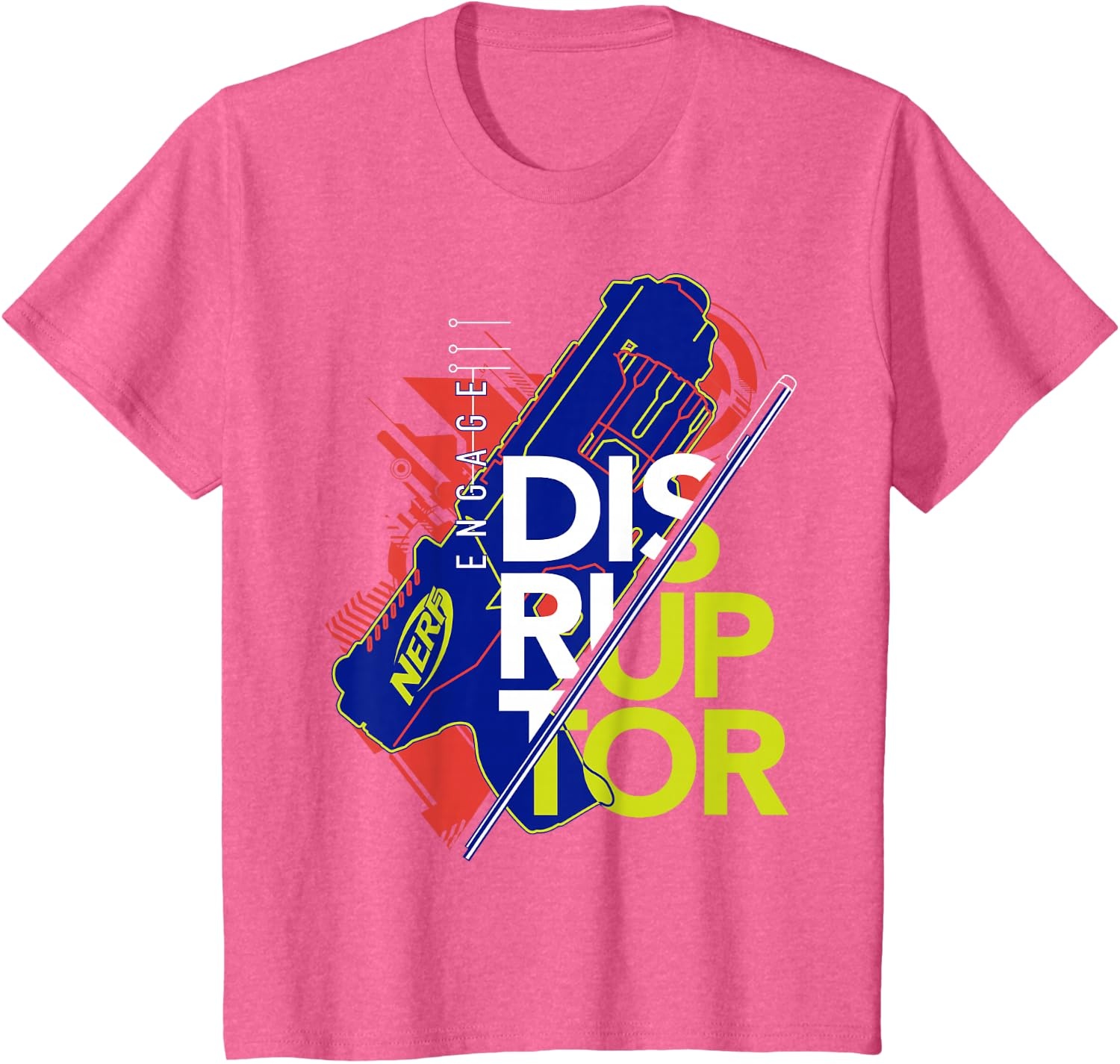 image:imageNerf Engage Disruptor Retro Vintage Text Stack TShirtPink Heather