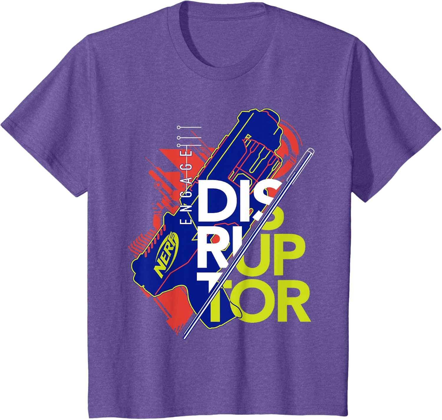 image:imageNerf Engage Disruptor Retro Vintage Text Stack TShirtPurple Heather