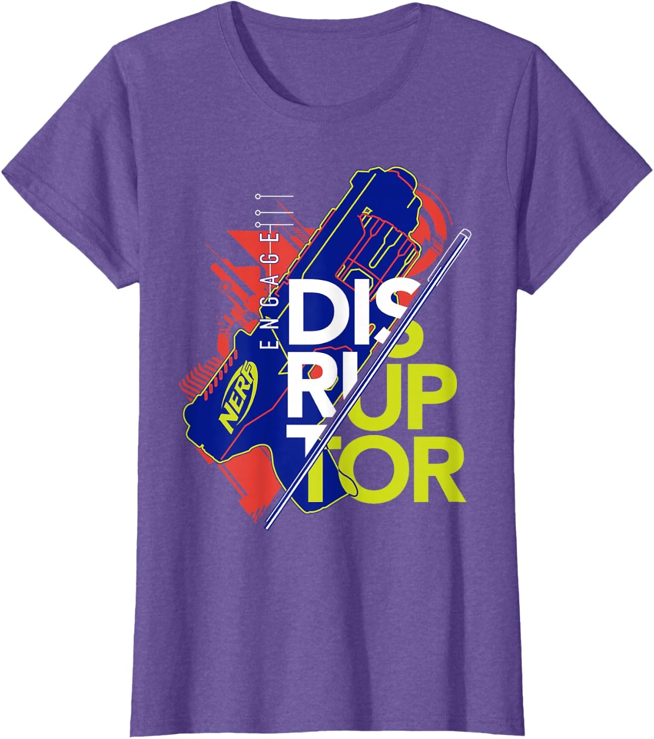 image:imageNerf Engage Disruptor Retro Vintage Text Stack TShirtPurple Heather