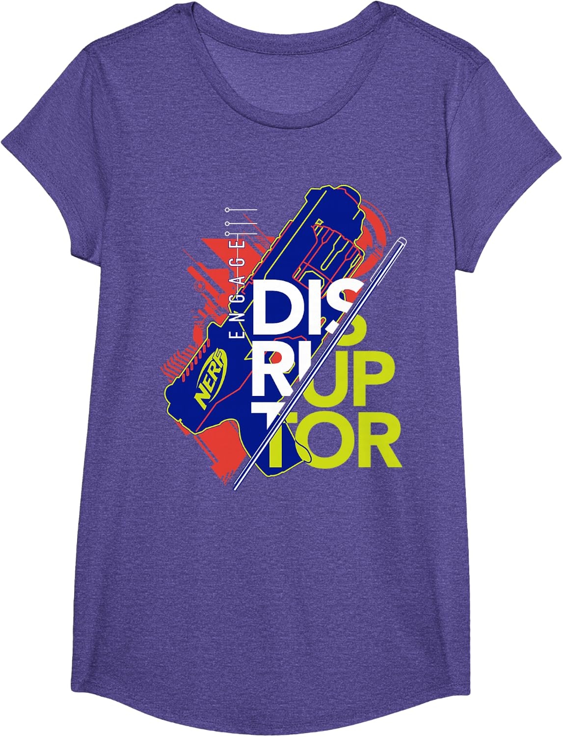 image:imageNerf Engage Disruptor Retro Vintage Text Stack TShirtPurple Heather
