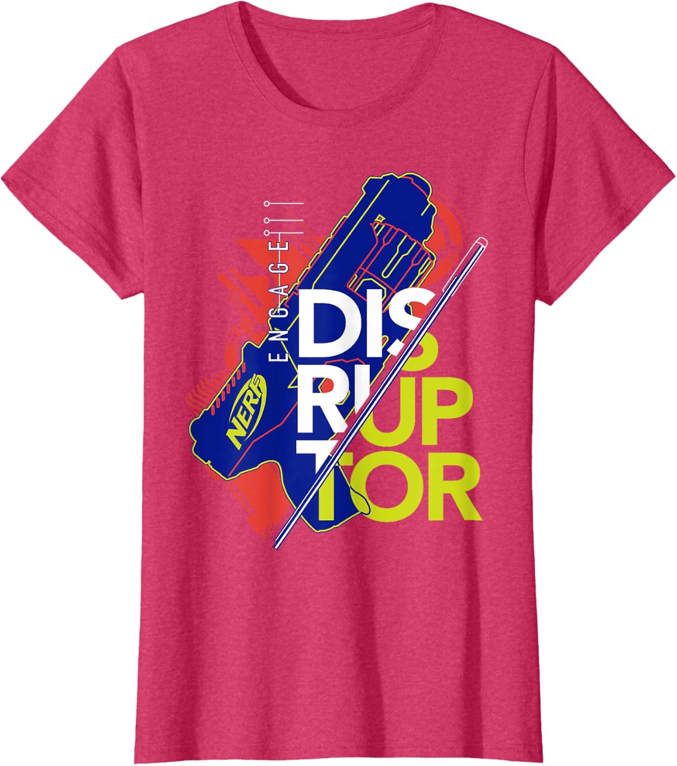 image:imageNerf Engage Disruptor Retro Vintage Text Stack TShirtRed Heather