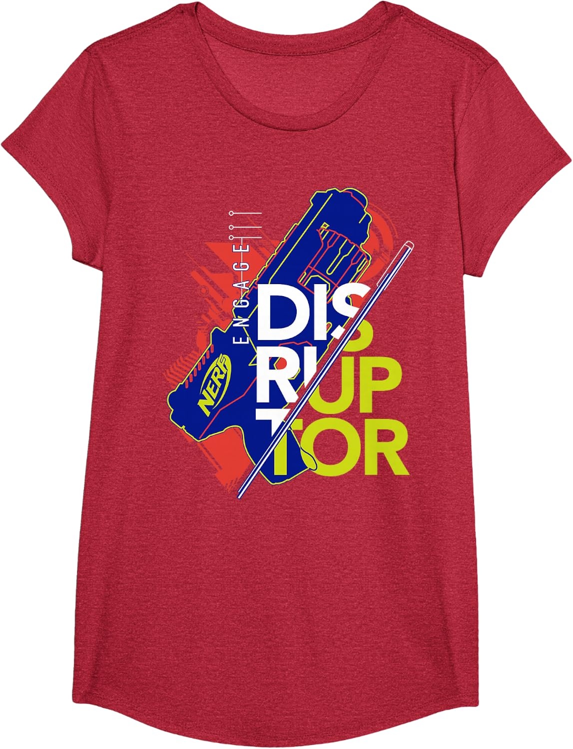 image:imageNerf Engage Disruptor Retro Vintage Text Stack TShirtRed Heather