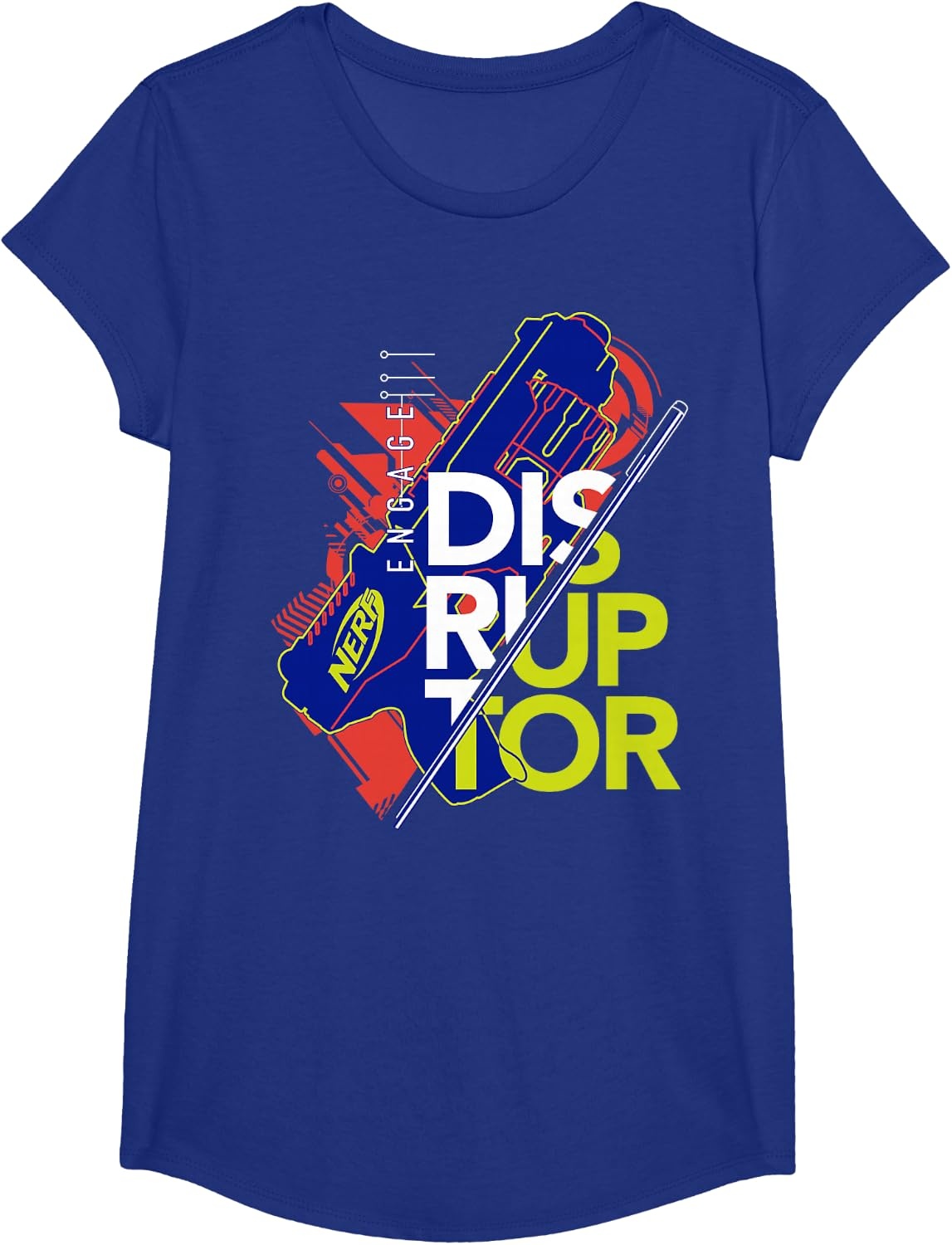 image:imageNerf Engage Disruptor Retro Vintage Text Stack TShirtRoyal Blue