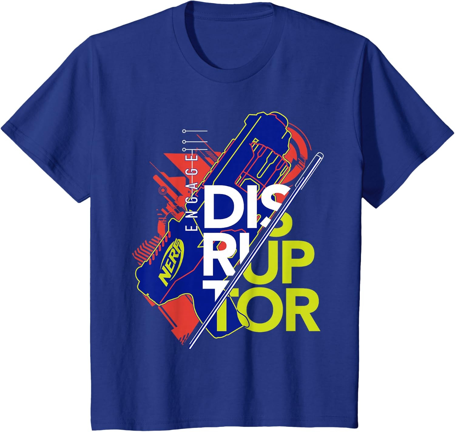 image:imageNerf Engage Disruptor Retro Vintage Text Stack TShirtRoyal Blue