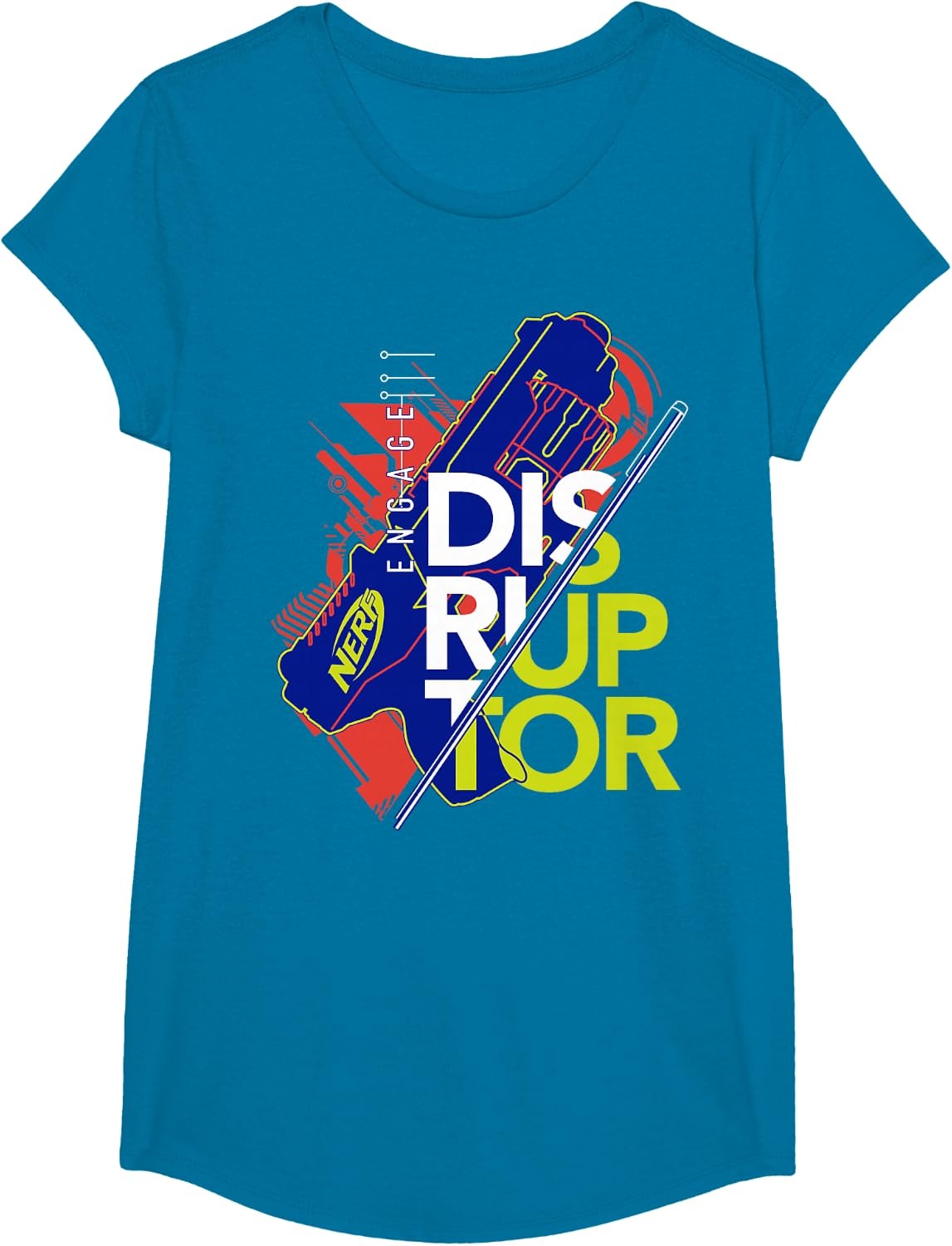 image:imageNerf Engage Disruptor Retro Vintage Text Stack TShirtSapphire Blue