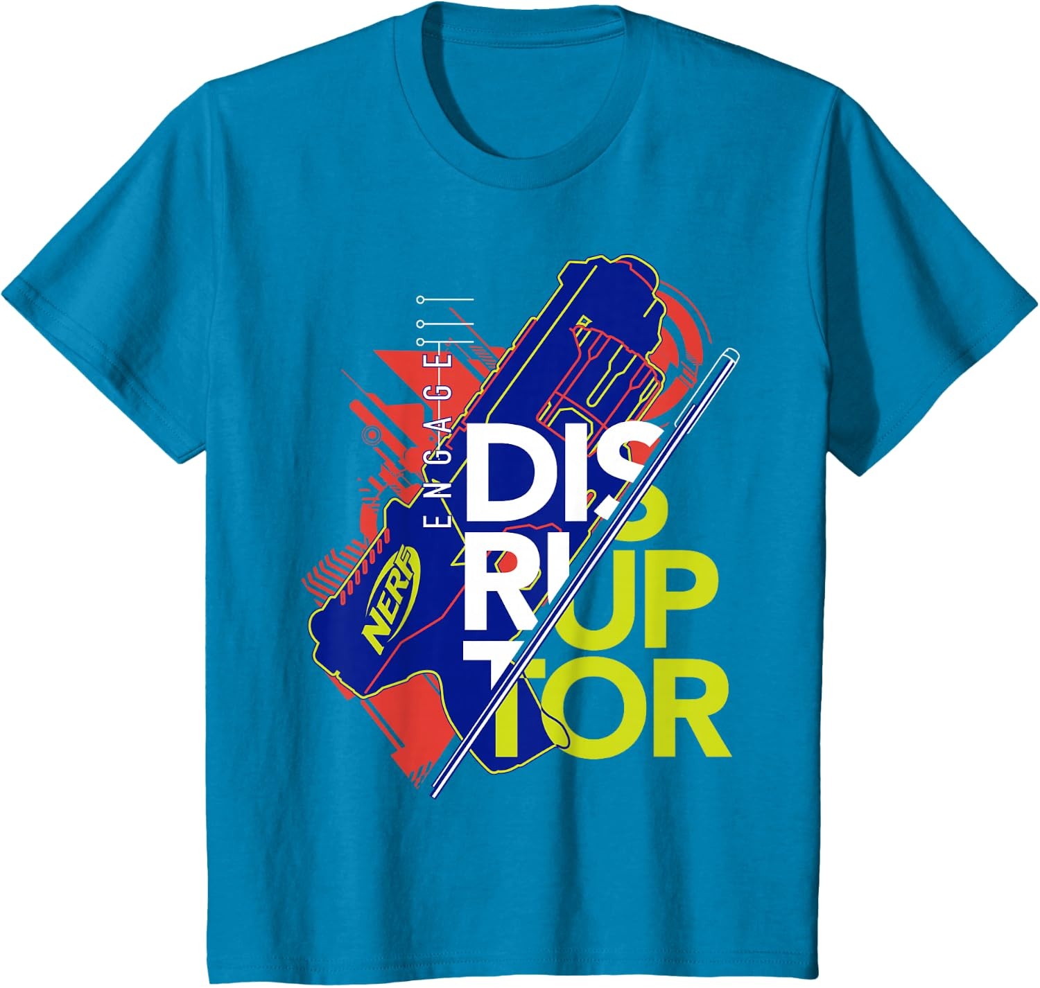 image:imageNerf Engage Disruptor Retro Vintage Text Stack TShirtSapphire Blue