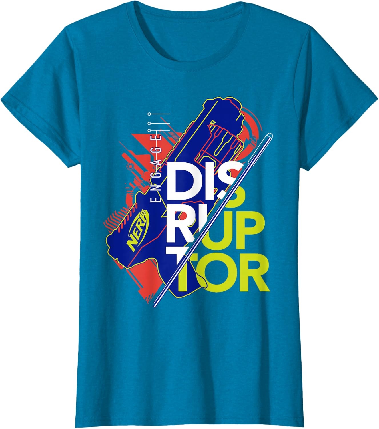 image:imageNerf Engage Disruptor Retro Vintage Text Stack TShirtSapphire Blue