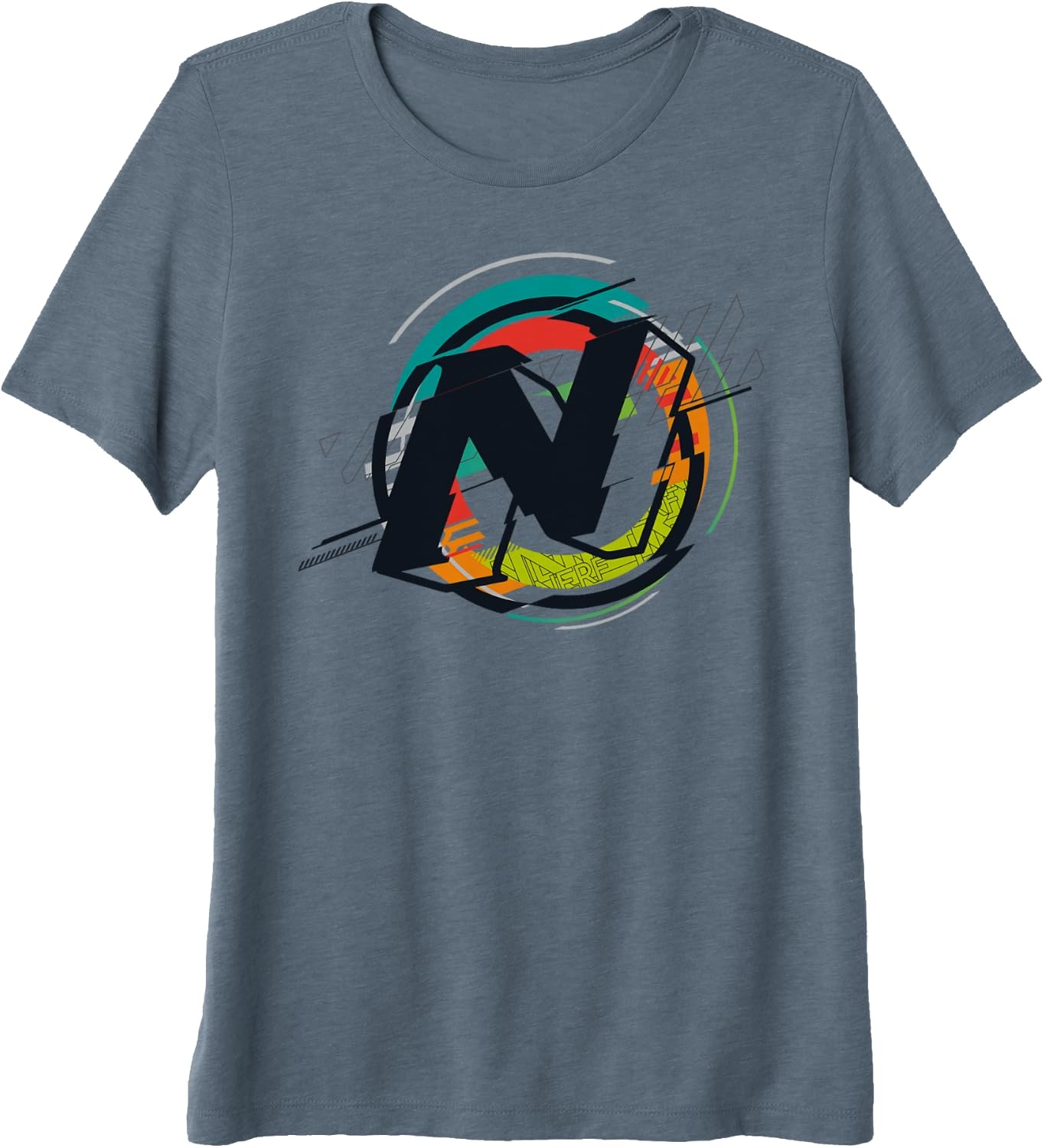 image:imageNerf Glitch Color Graphic Logo Premium Triblend TShirtSlate Grey